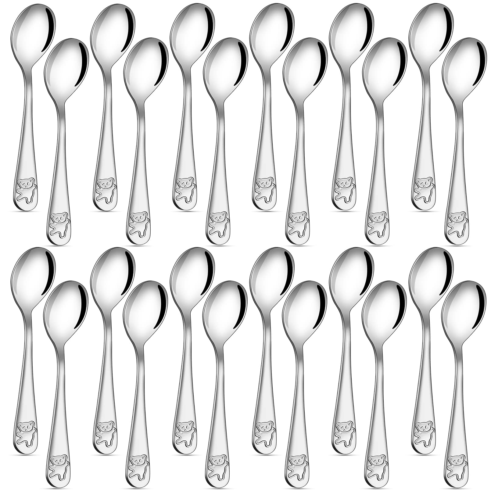 24-Piece Stainless Steel Toddler Spoons Set - 6.5 Inch Baby & Kids Safe Flatware for Self Feeding - Dishwasher Safe Utensils for Home, Daycare & Travel
