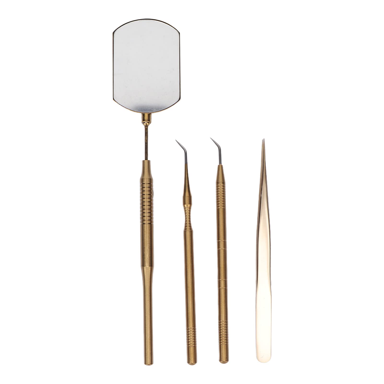 Professional Eyelash Extension Kit - Stainless Steel Tweezers Set with Rotatable Inspection Mirror for Precise Lash Application (Gold) | Perfect for Salon Professionals & DIY Lash Artists at Home