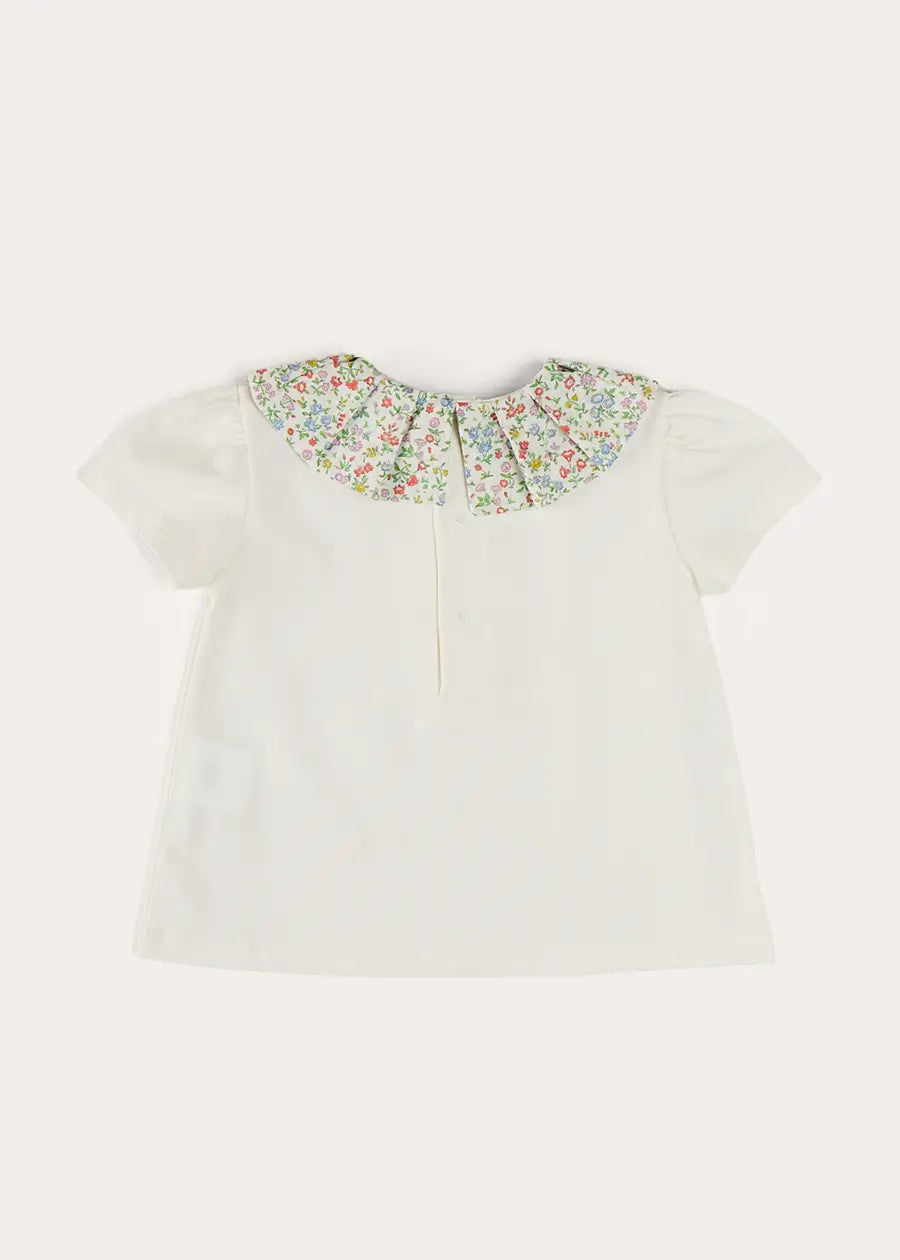 Liberty Fabric Floral Collar Top for Girls 2-10 Years | Pink Ruffled Blouse for Special Occasions & Photoshoots