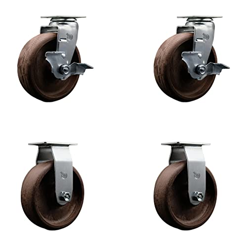 2 Swivel w/2 Top Lock Brakes - 2 Rigid