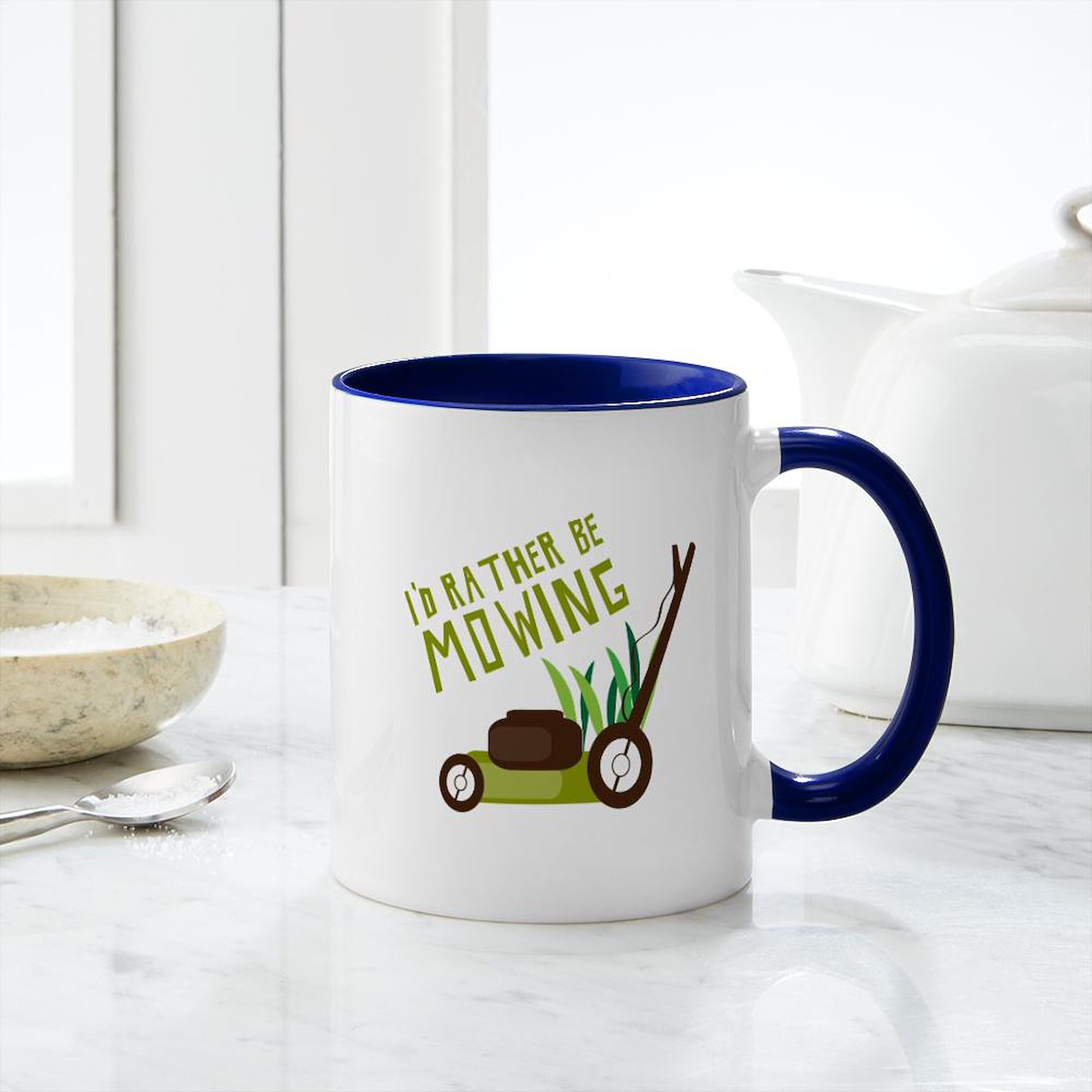 Rather Be Mowing Ceramic Coffee Mug 11 oz (325 ml) - Funny Gardening Gift for Dad, Husband, Landscapers - Perfect for Coffee, Tea, Hot Cocoa at Home, Office or Outdoor Use