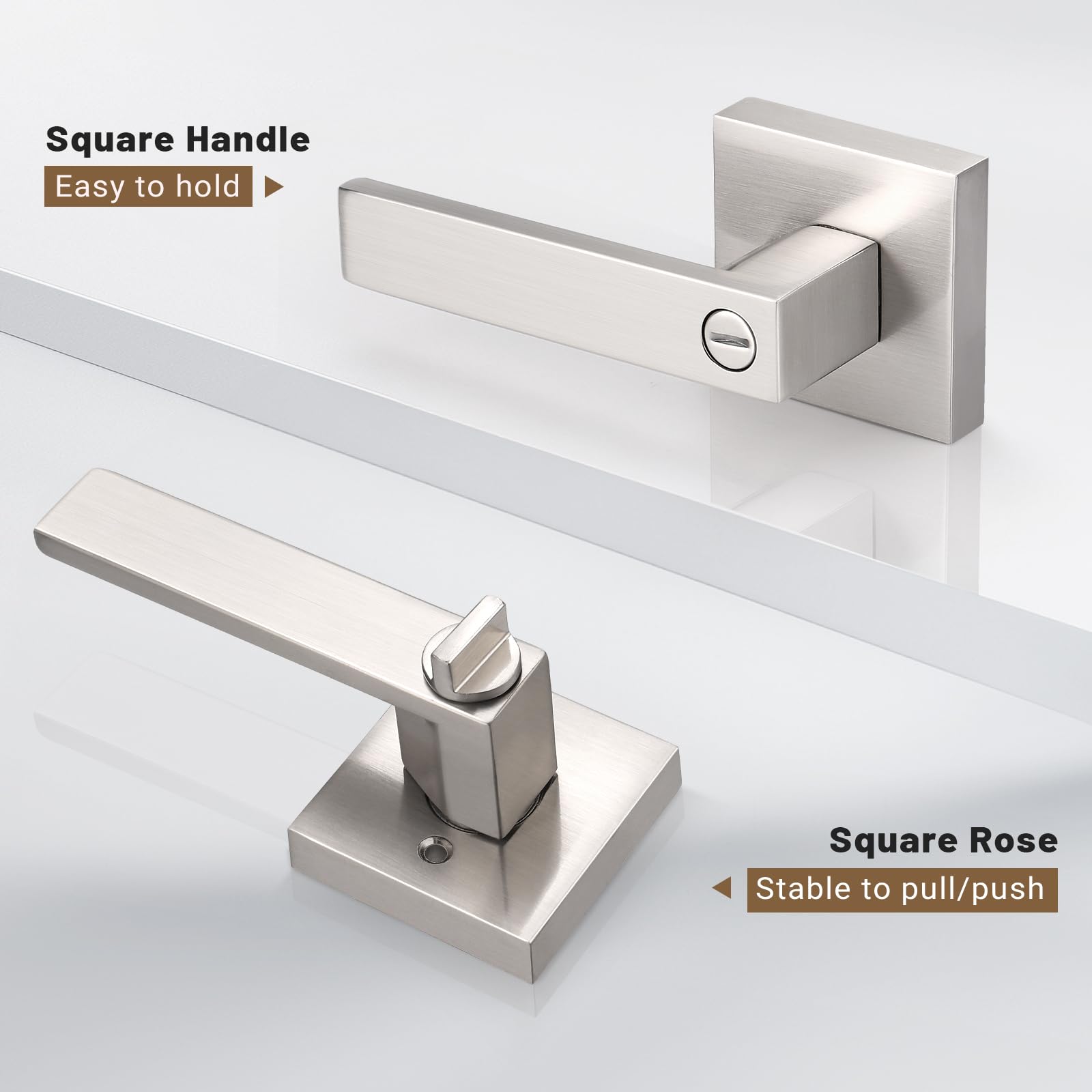 10 Pack Brushed Nickel Heavy Duty Privacy Door Handles with Turn Lock - Bedroom, Bathroom & Interior Door Lock Handlesets for Home Security and Privacy