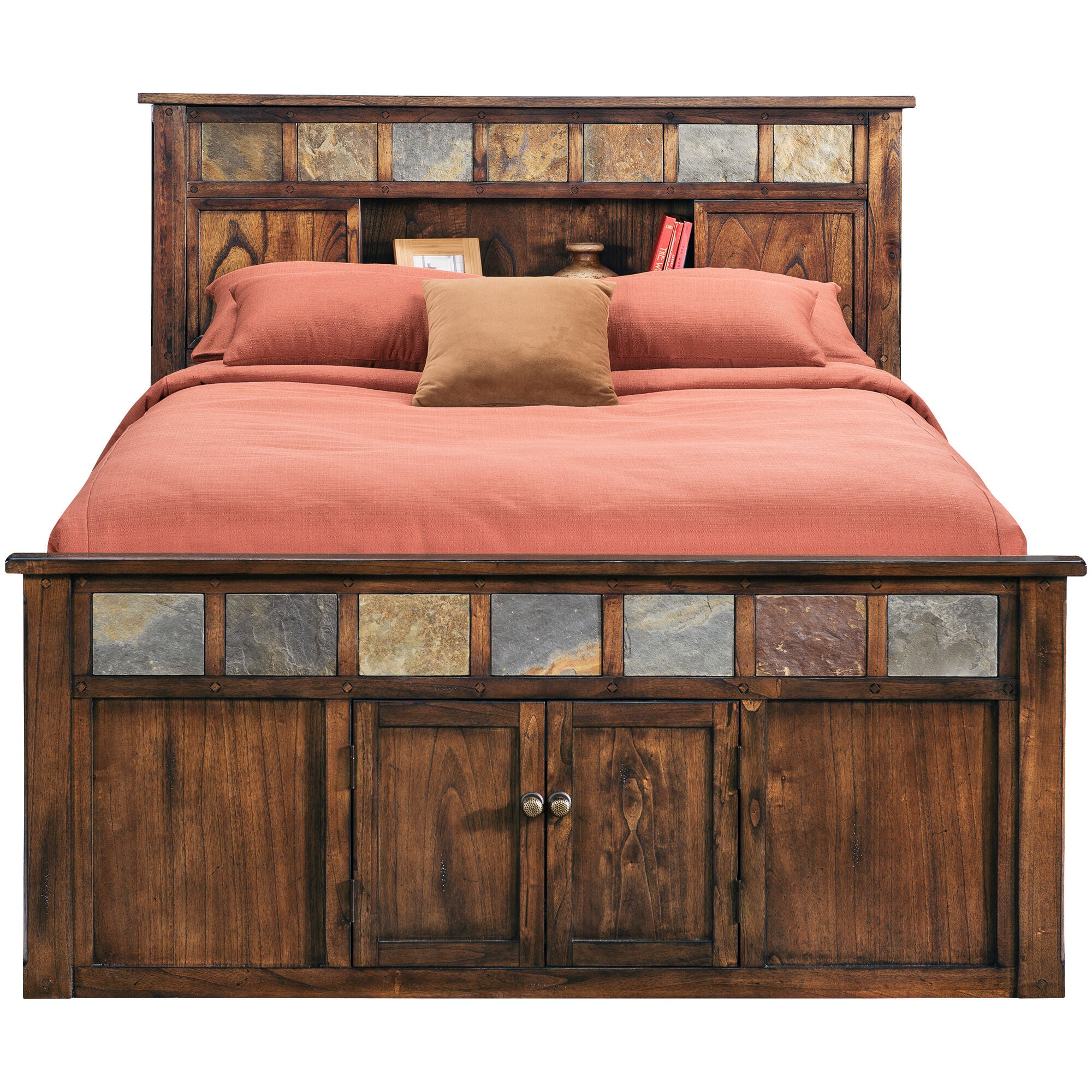 Santa Fe Bookcase Captain's Bed with Storage - Solid Wood Twin/Full/Queen Size - Perfect for Kids, Teens & Guest Rooms