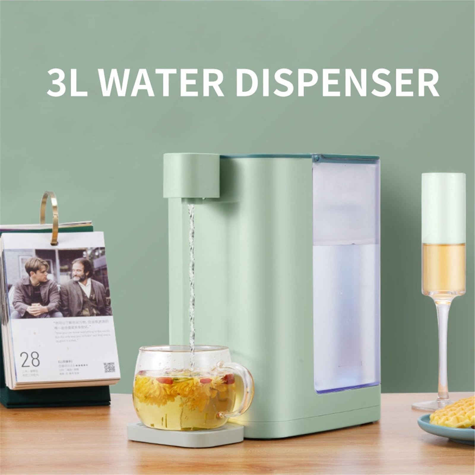 3-Second Rapid Heating Mini Smart Desktop Water Dispenser - Instant Hot Water Dispenser with Fast Heating for Home & Office (Green) - Perfect for Tea, Coffee & Instant Meals