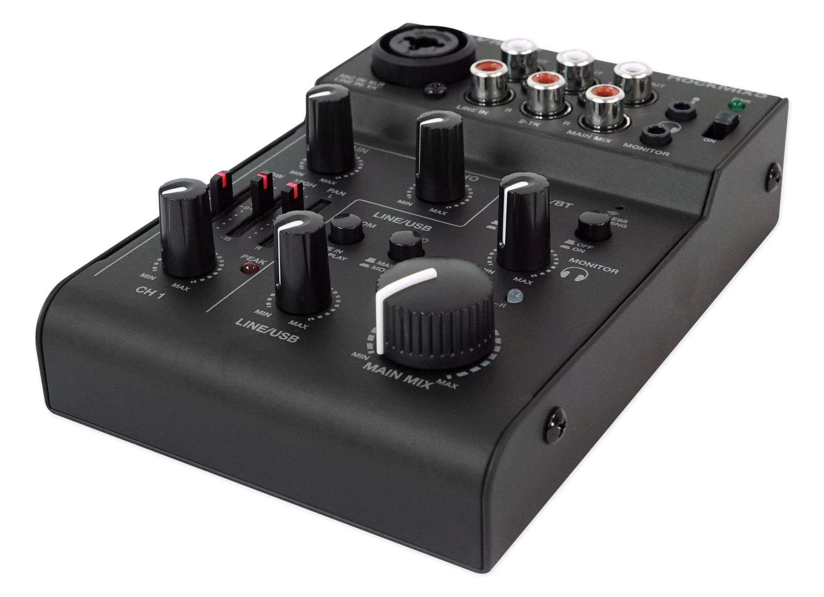 Rockville RockMix 5 Channel Professional Audio Mixer with USB Interface, Bluetooth, Echo & EQ - Perfect for Live Performances, Studio Recording & DJ Mixing