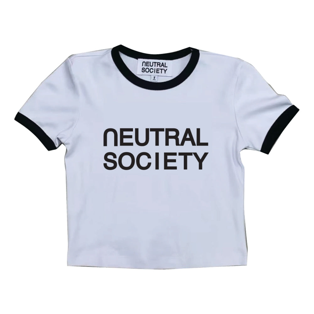 NEUTRAL SOCIETY NS MINI RINGER TEE WHITE - Classic Unisex Cotton T-Shirt for Casual Wear & Street Style Outfits