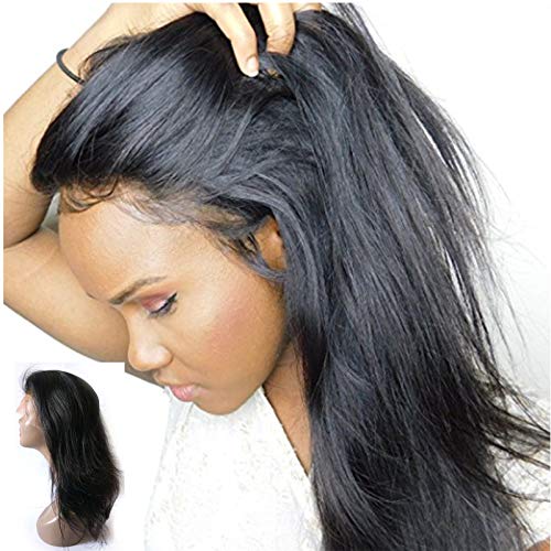 Enoya 180% Density Silk Top 360 Lace Frontal Human Hair Wig with Baby Hair - Brazilian Virgin Straight Hair for Black Women (14 Inch) | Natural Look for Daily Wear, Parties & Special Occasions