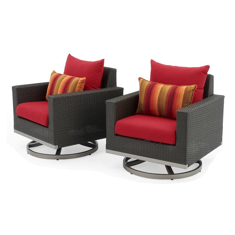 Milo Espresso Motion Club Chairs - Sunset Red Recliner with Cup Holder - Modern Living Room Furniture for Home Theater, Game Room & Office Relaxation