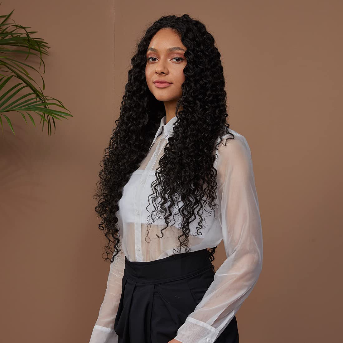 NOBLE STAR 30 Inch Long Curly Lace Front Wig - HD Lace with Baby Hair | 130% Density Synthetic Human Hair Wig for Women | Natural Black | Perfect for Cosplay, Daily Wear & Special Occasions