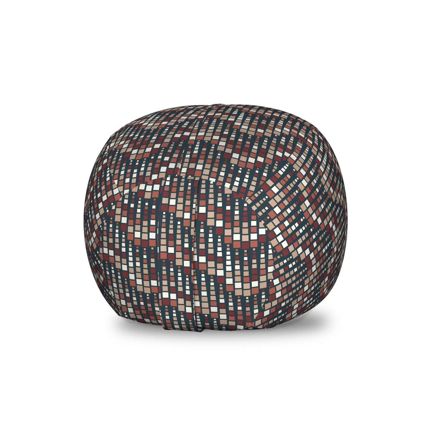 Ambesonne Abstract Storage Toy Bag Chair - Small Size, Dark Blue Rust Tan - Washable Stuffed Animal Organizer with Wavy Vertical Square Design | Perfect for Kids' Room, Nursery, Playroom & Home Organization