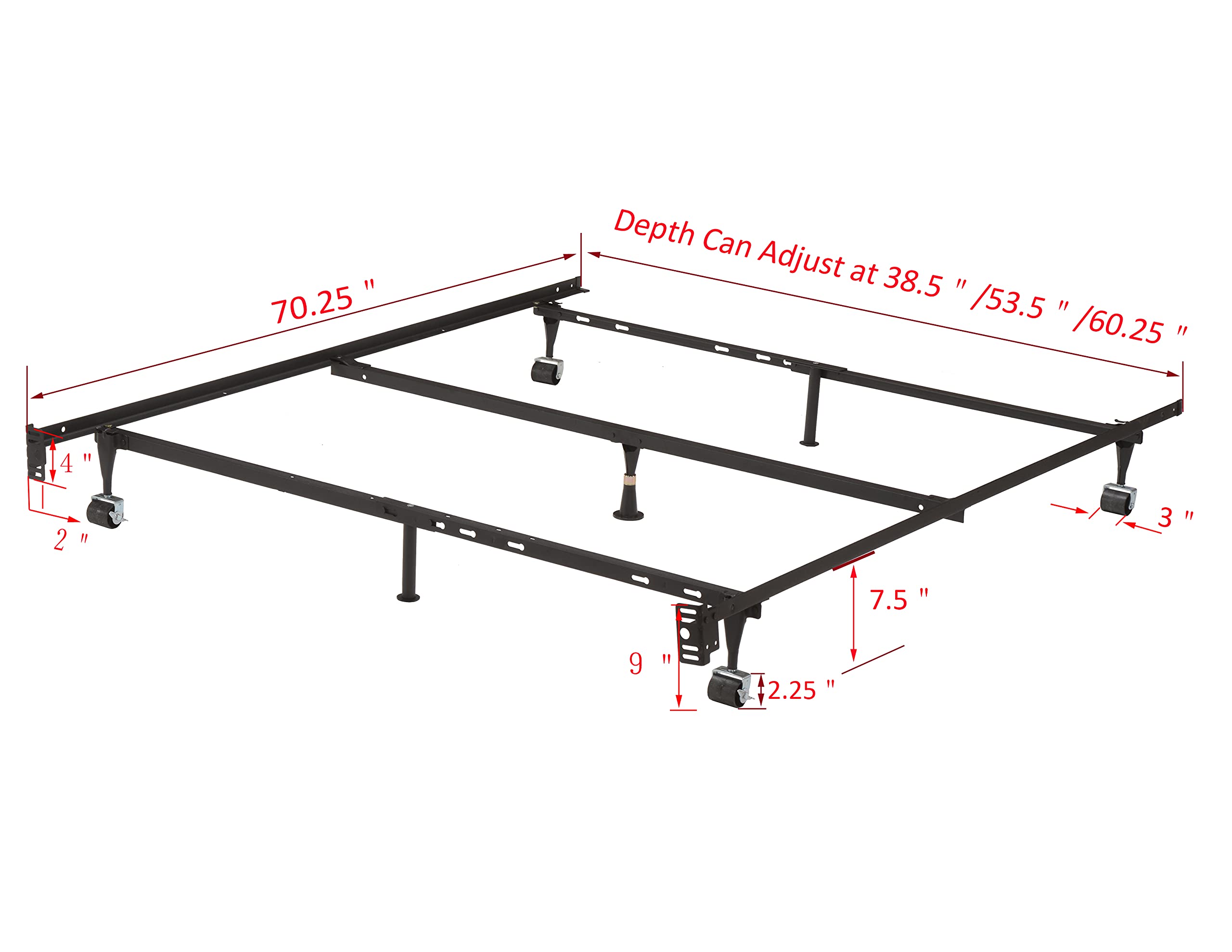 KB Designs – 7-Leg Adjustable Metal Bed Frame with Center Support Legs for Queen, Full, Full XL, Twin & Twin XL Beds – Sturdy Platform Bed Base for Enhanced Stability and Comfort in Bedrooms, Guest Rooms & Dorms