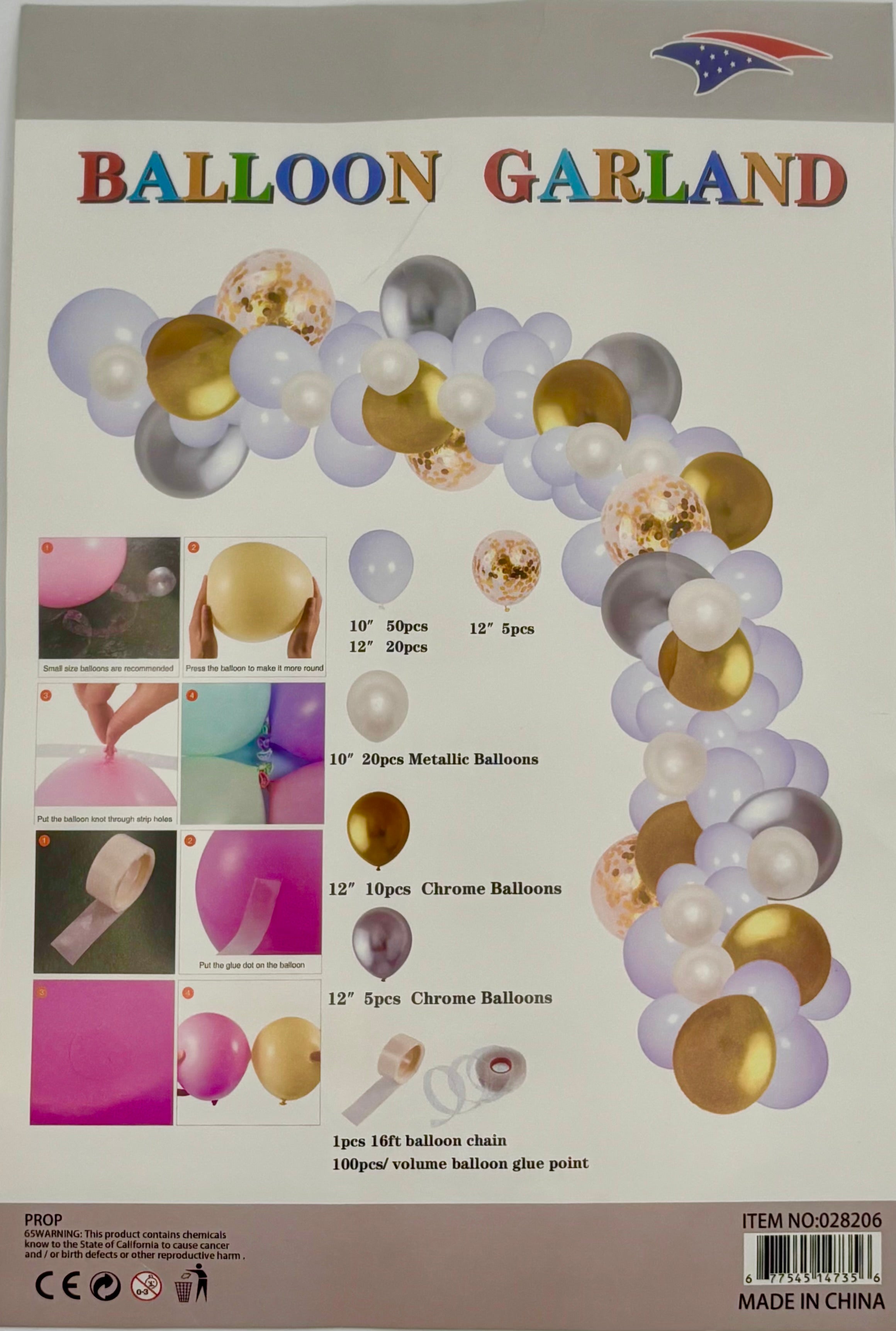 White Balloon Garland Kit - 1 Count for Party Decorations, Baby Showers & Wedding Backdrops