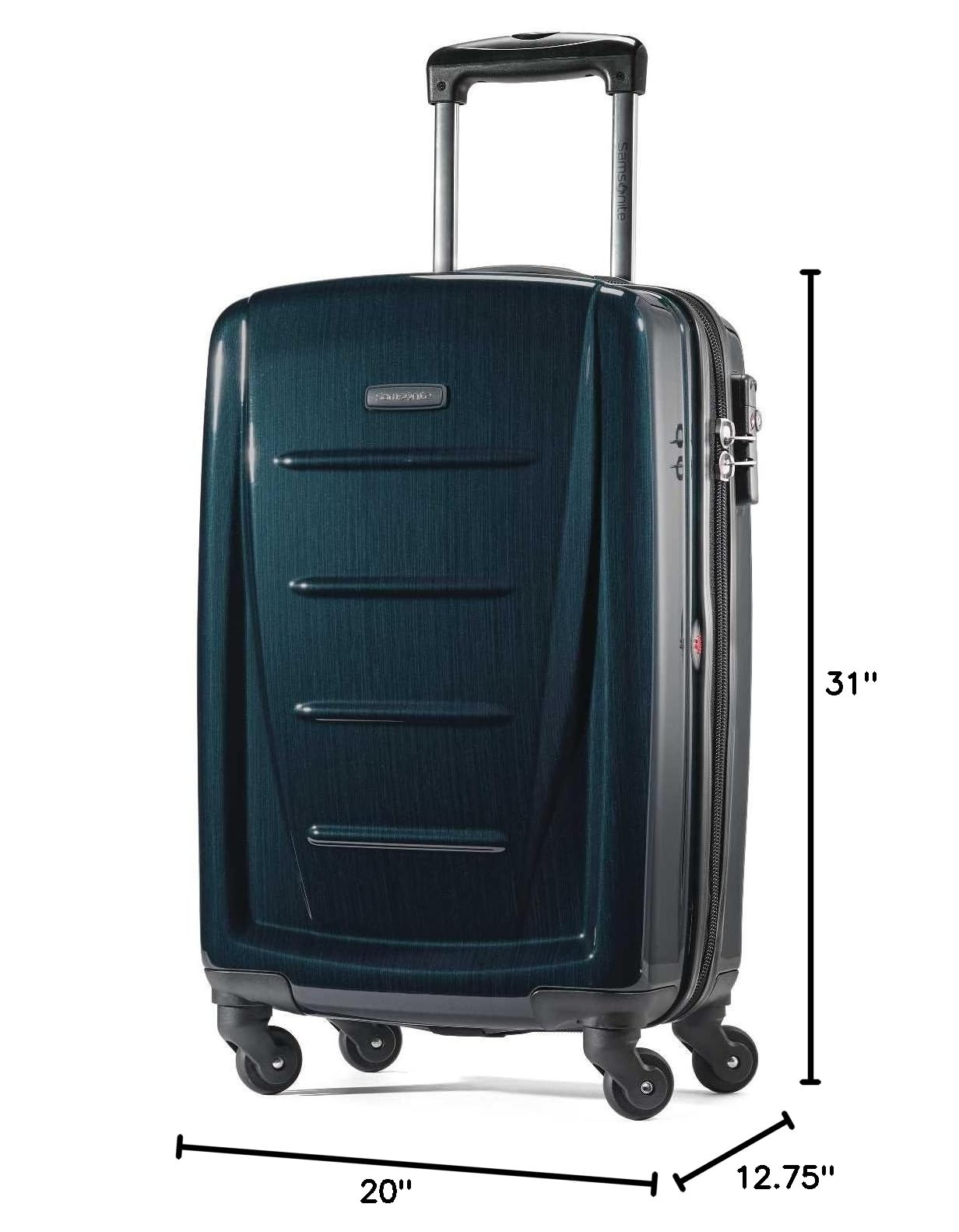 Samsonite Winfield 2 Hardside Expandable Luggage with 360° Spinner Wheels, Teal Blue, 28-Inch Checked Large Suitcase - Perfect for International Travel & Business Trips