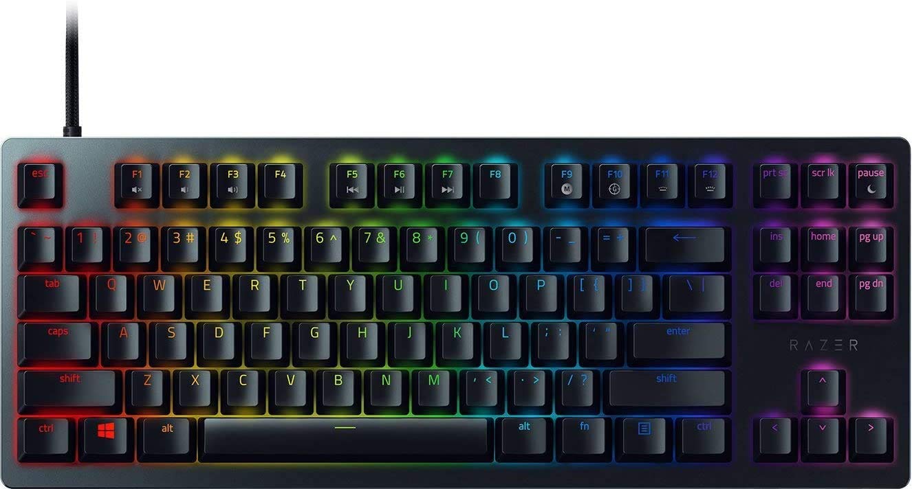 Razer Huntsman Tournament Edition TKL Gaming Keyboard - Red Linear Optical-Mechanical Switches, Doubleshot PBT Keycaps, Detachable USB-C Cable (US Layout, Black) | Perfect for Esports, Competitive Gaming & Office Work