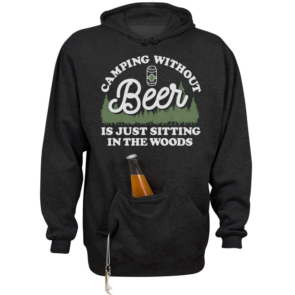 Funny Camping Beer Holder Hoodie - Unisex Sweatshirt for Outdoor Drinking & Tailgating | Perfect for Camping, Parties & Sports Events