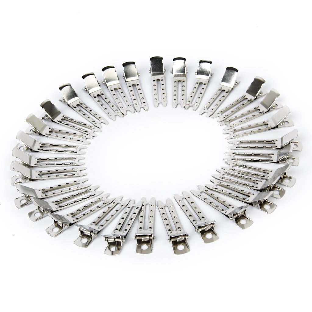 SIYAA 60-Piece Professional Steel Hair Section Clips Set - Salon-Grade Hairdressing Clips for Women & Girls - Silver Hair Styling Accessories - Perfect for Braiding, Coloring, and Salon Styling