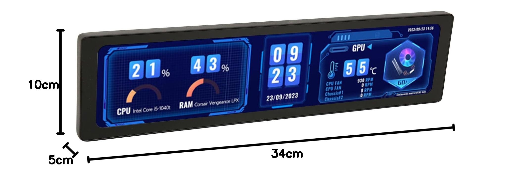 11.9 Inch Capacitive Touch Screen Monitor - High-Resolution Secondary Display with Protective Bezel for Photo Editing, Gaming & Office Work - Perfect for Graphic Designers, Streamers & Professionals