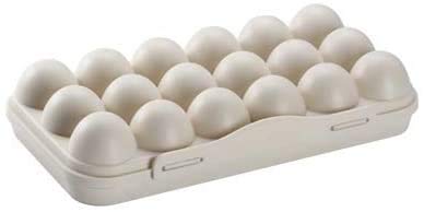Dhvsam 18-Grid Plastic Egg Holder Tray - Stackable Refrigerator Egg Storage Container with Lid for Freshness Protection | Portable Egg Carrier for Kitchen, Camping & Picnic (Cream)