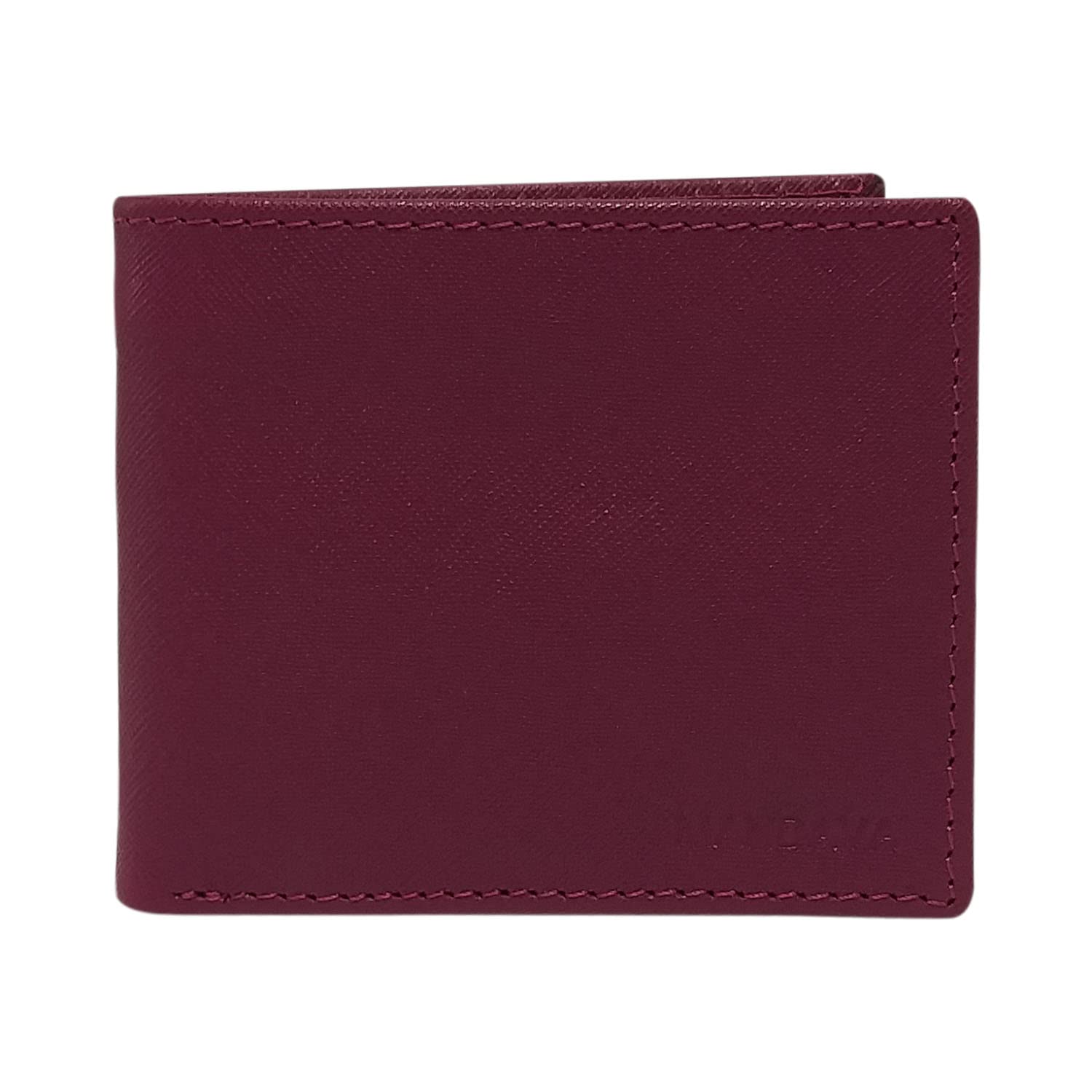 Genuine Safiano Leather Unisex Bifold Wallet for Men & Women - Slim RFID Blocking Credit Card Holder - Maroon | Perfect for Everyday Use, Travel & Gift Giving