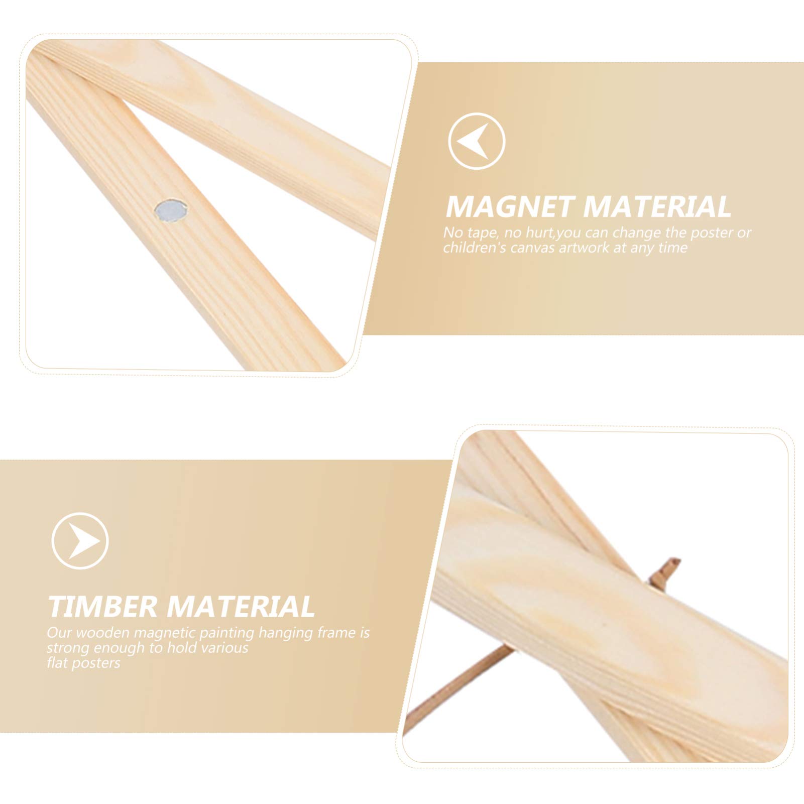 Magnetic Wood Poster Frames - Modern Picture Hangers for Posters, Prints & Canvas Art | Easy Hanging Wall Decor for Home, Office & Front Door | Yellow Wooden Frame for Maps & Artwork Display