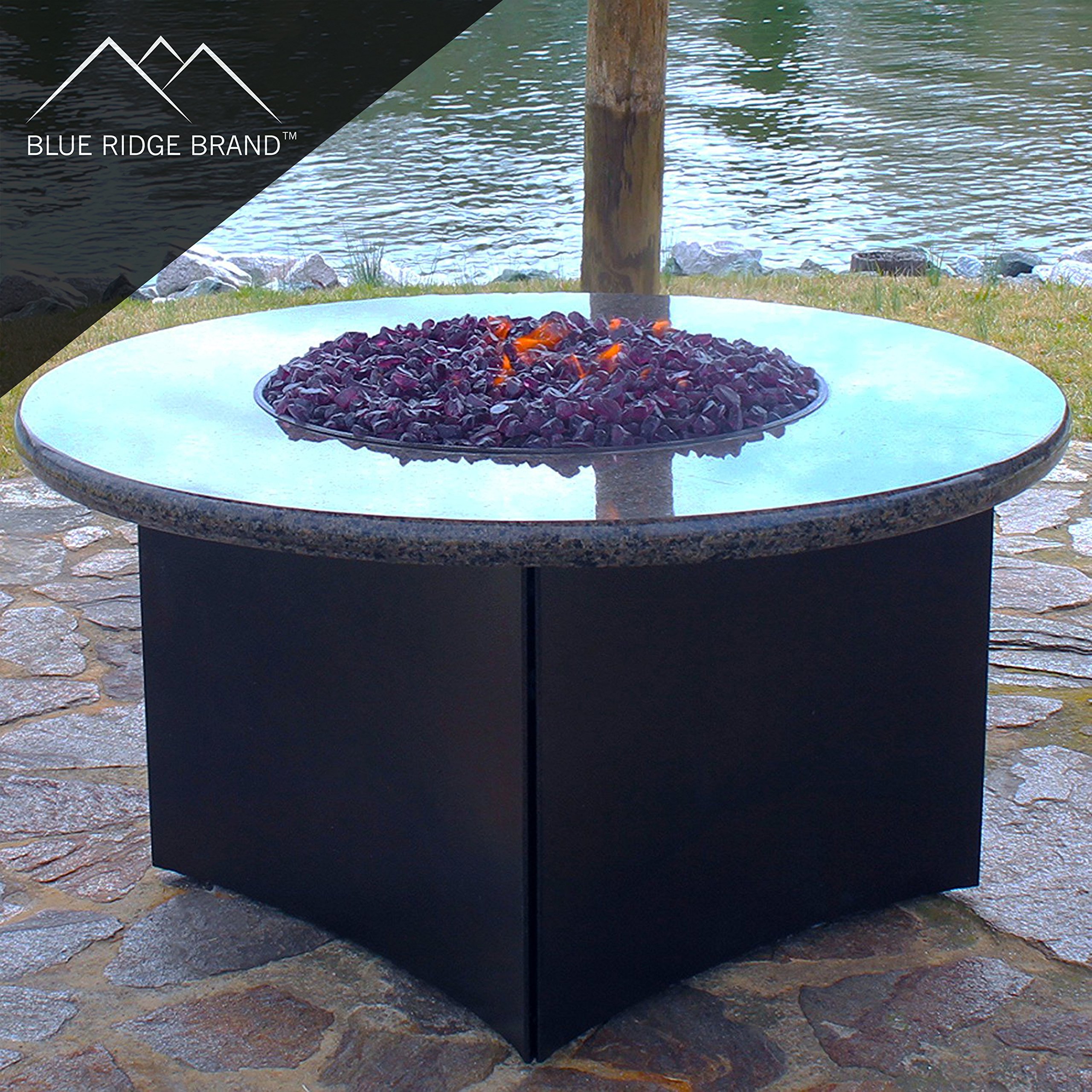 Purple Fire Glass Rocks for Gas & Propane Fire Pits - 50lb Shatterproof Firepit Glass Stones - Decorative Fireplace Crystals for Outdoor Patio, Backyard, and Garden Decor