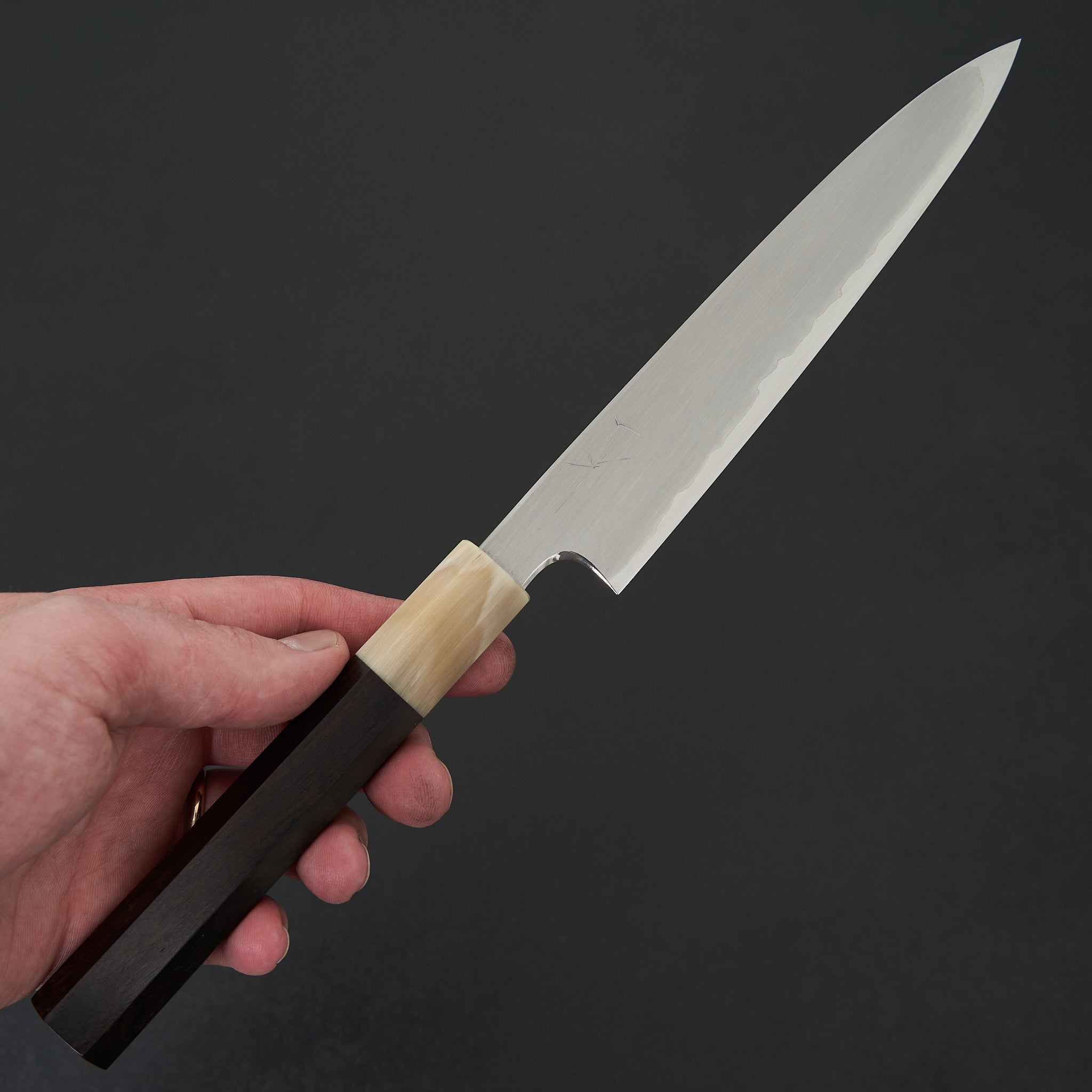 Hitohira Togashi White #1 Stainless Clad Kasumi Petty Knife 165mm with Ebony Handle - Japanese Chef Knife for Precision Slicing, Peeling & Garnishing - Perfect for Home Cooks & Professional Kitchens
