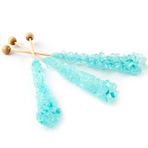Extra Large Rock Candy Sticks - Old Fashioned Cotton Candy Flavored Lollipops (12 Pack, Light Blue) - Individually Wrapped Crystal Candy for Parties, Weddings, Baby Showers & Gift Baskets