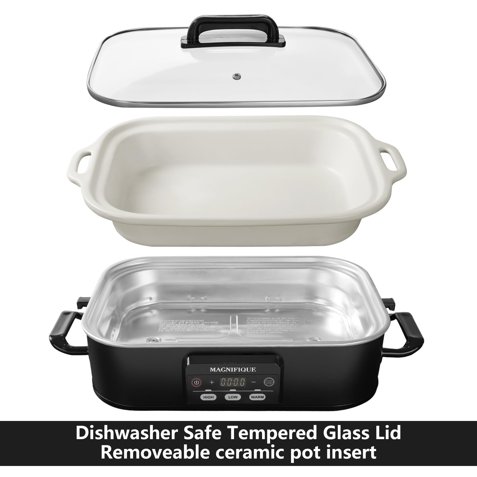 HOMECOOKIN 4 Quart Programmable Slow Cooker with Ceramic Baking Dish - Family Dinner Essential, Oven-Safe Casserole Cooker for Lasagna, Roasts, Stews & Meal Prep | Perfect for Weeknight Dinners, Potlucks & Holiday Cooking