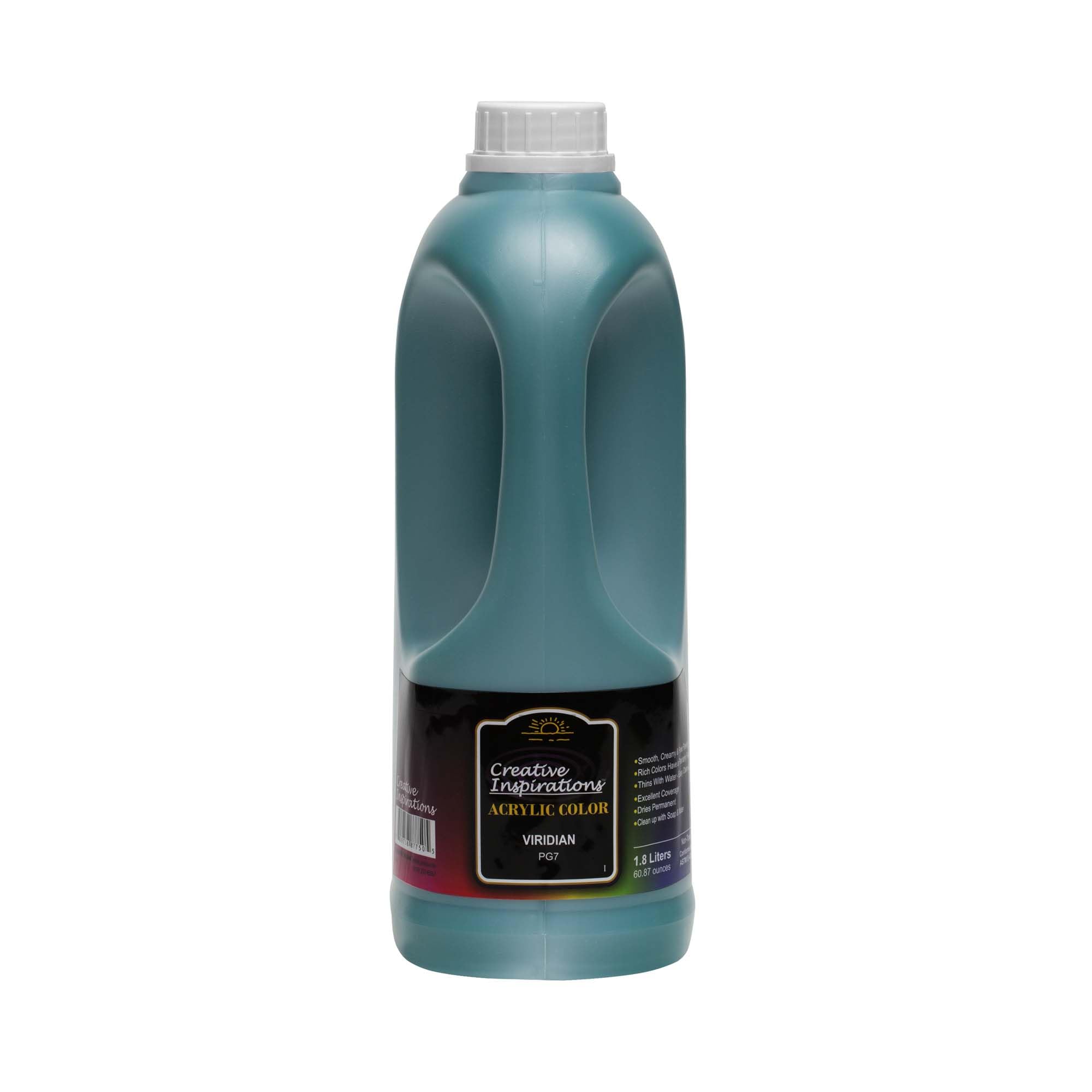 Viridian Acrylic Paint - 1.8 Liter - Smooth Creamy Consistency, Vibrant Pigments, High Coverage for Artists - Easy Soap & Water Cleanup - Perfect for Canvas Painting, DIY Crafts & Home Decor Projects