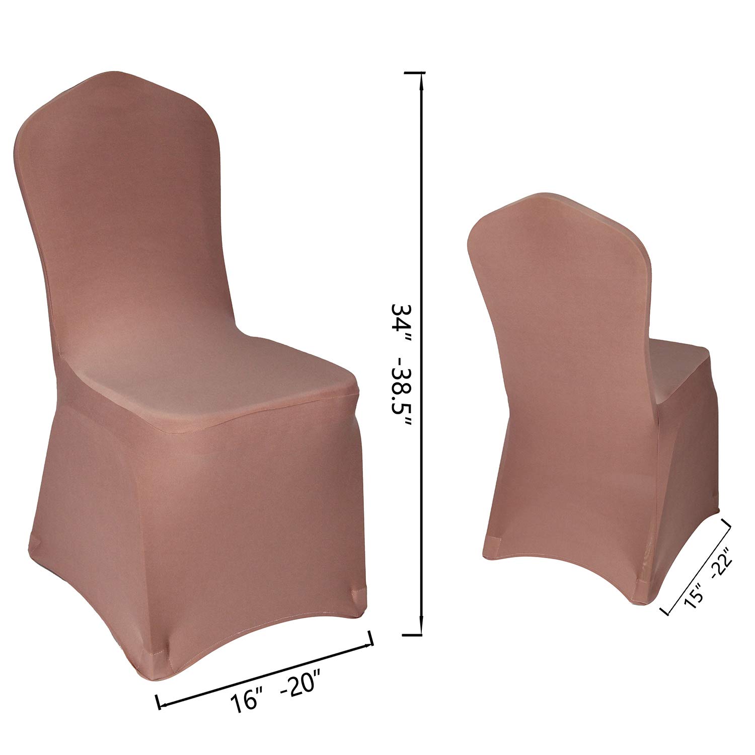 WELMATCH Rose Gold Spandex Chair Covers - 50 Pack Stretch Elastic Universal Chair Slipcovers for Wedding, Banquet, Party & Dining Room Decor - Perfect for Events & Home Decor (Rose Gold, 50 Count)