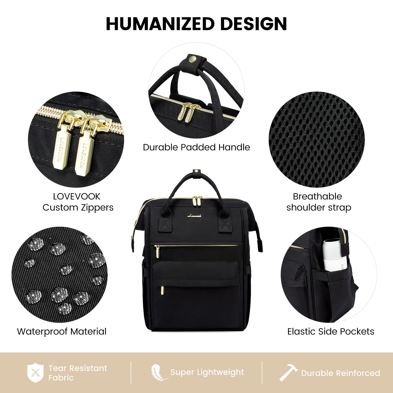 LOVEVOOK Women's Waterproof Laptop Backpack Purse - 15.6 Inch Business Travel Computer Bag with USB Charging Port for Work, School, Nursing & Teaching | Perfect for Office Professionals, Students & Healthcare Workers