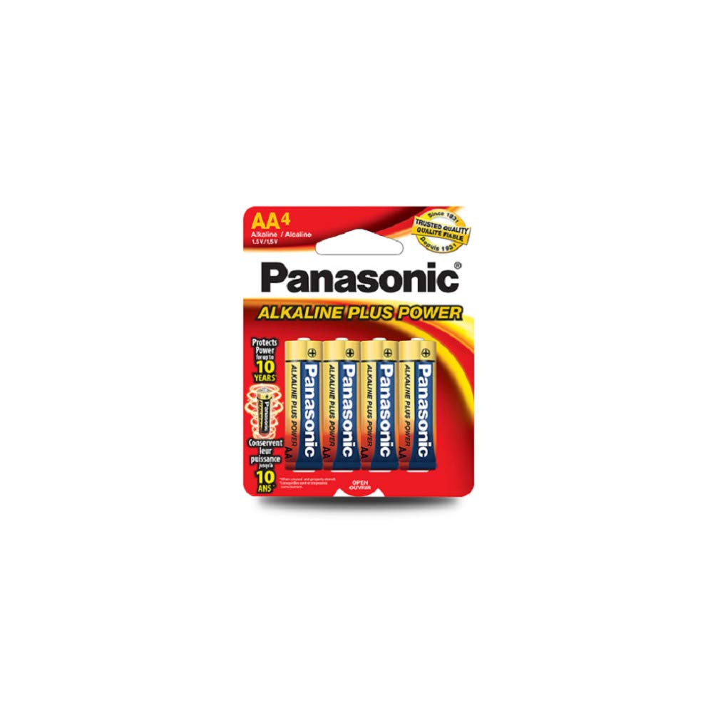 Panasonic Alkaline Plus Power AA Batteries (4-Pack) - Long-Lasting High-Performance Batteries for Toys, Cameras, Flashlights & Electronics - Ideal for Everyday Use