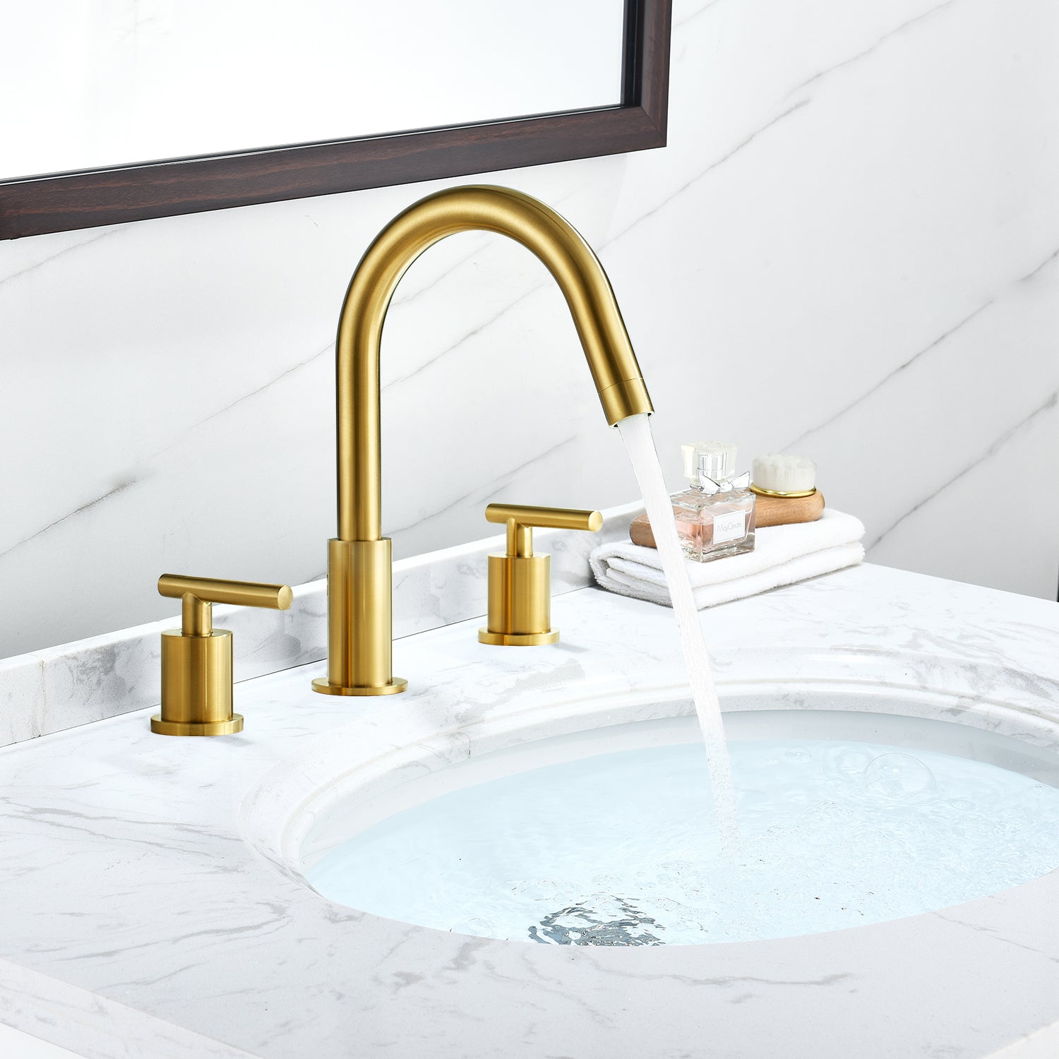 Balen 8-Inch Widespread 2-Handle High Arc Bathroom Faucet - Perfect for Modern Vanities and Powder Rooms