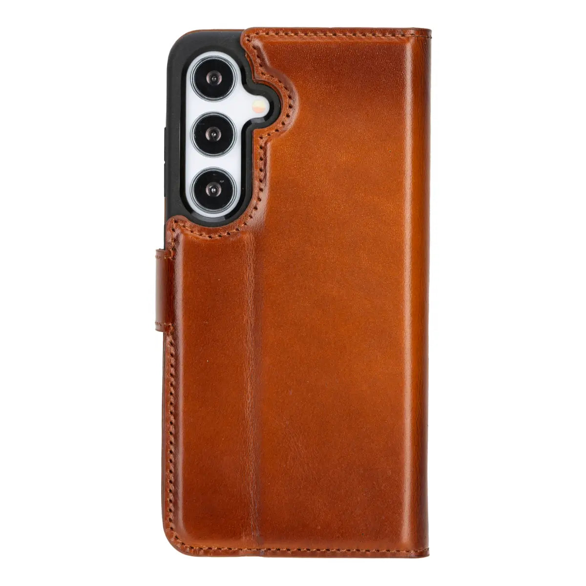 Premium Burnished Tan Magnetic Leather Wallet Case for Samsung Galaxy S25 Plus - Slim Protective Cover with Card Slots for Everyday Use & Travel