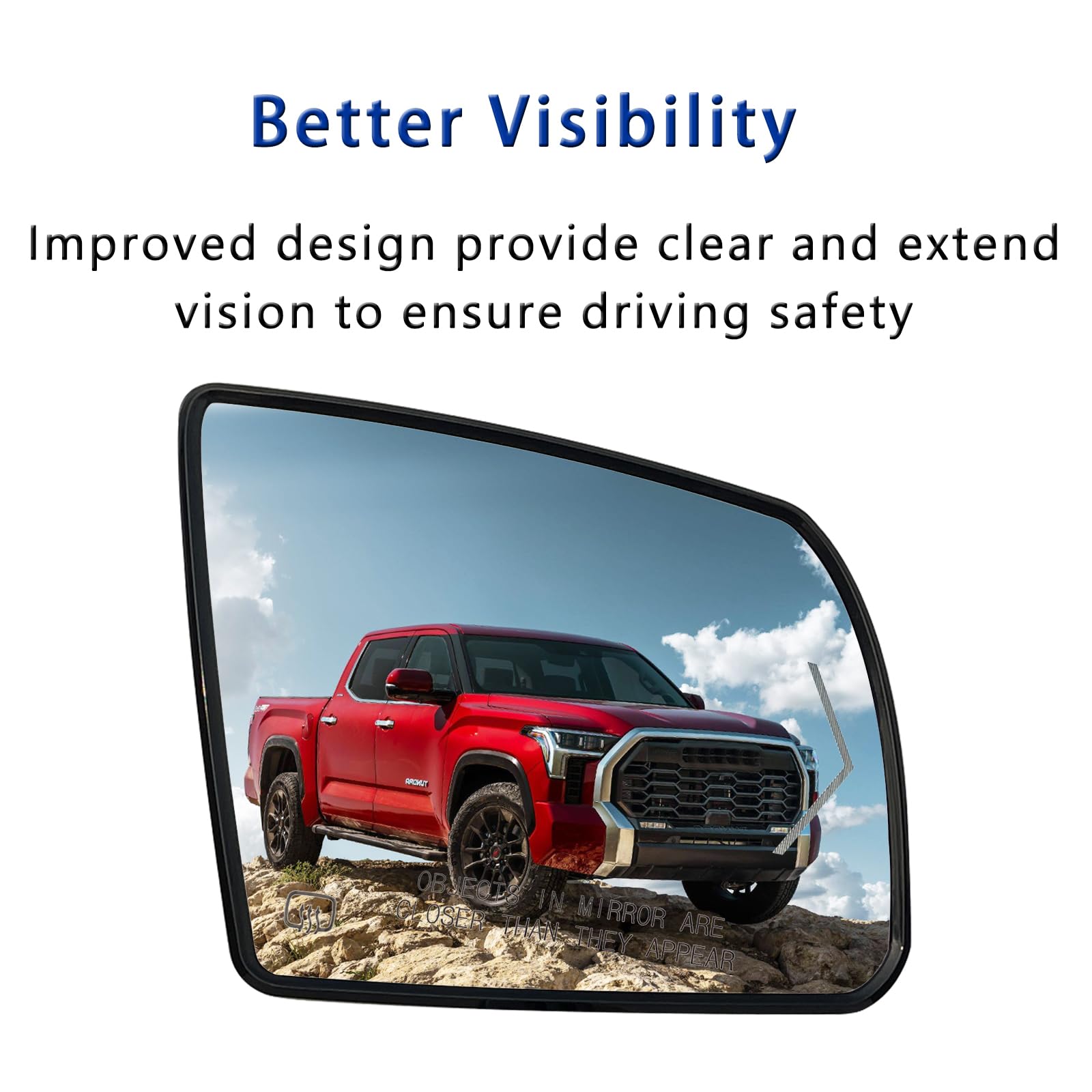 Heated Passenger Side Mirror Replacement for 2008-2017 Toyota Sequoia & 2007-2020 Toyota Tundra - Left Side View Mirror with Turn Signal and Rear Holder - Perfect for Winter Driving and Enhanced Safety