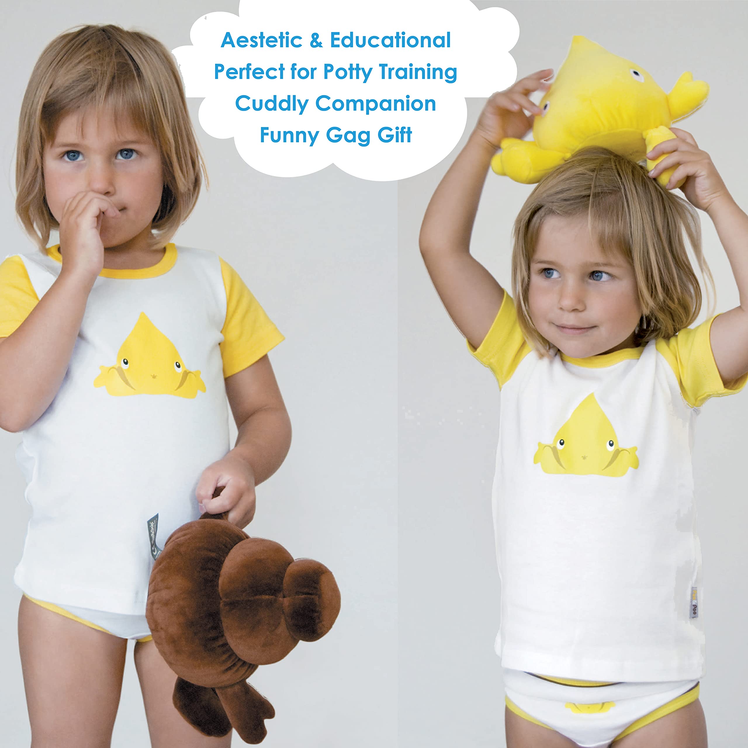 Pee & Poo Plush Toys Set - 2 Soft Stuffed Animal Pillows for Kids - Potty Training Aid & Funny Gag Gifts for Adults (6x5.5 Inches) - Perfect for Playtime, Baby Showers & Prank Gifts
