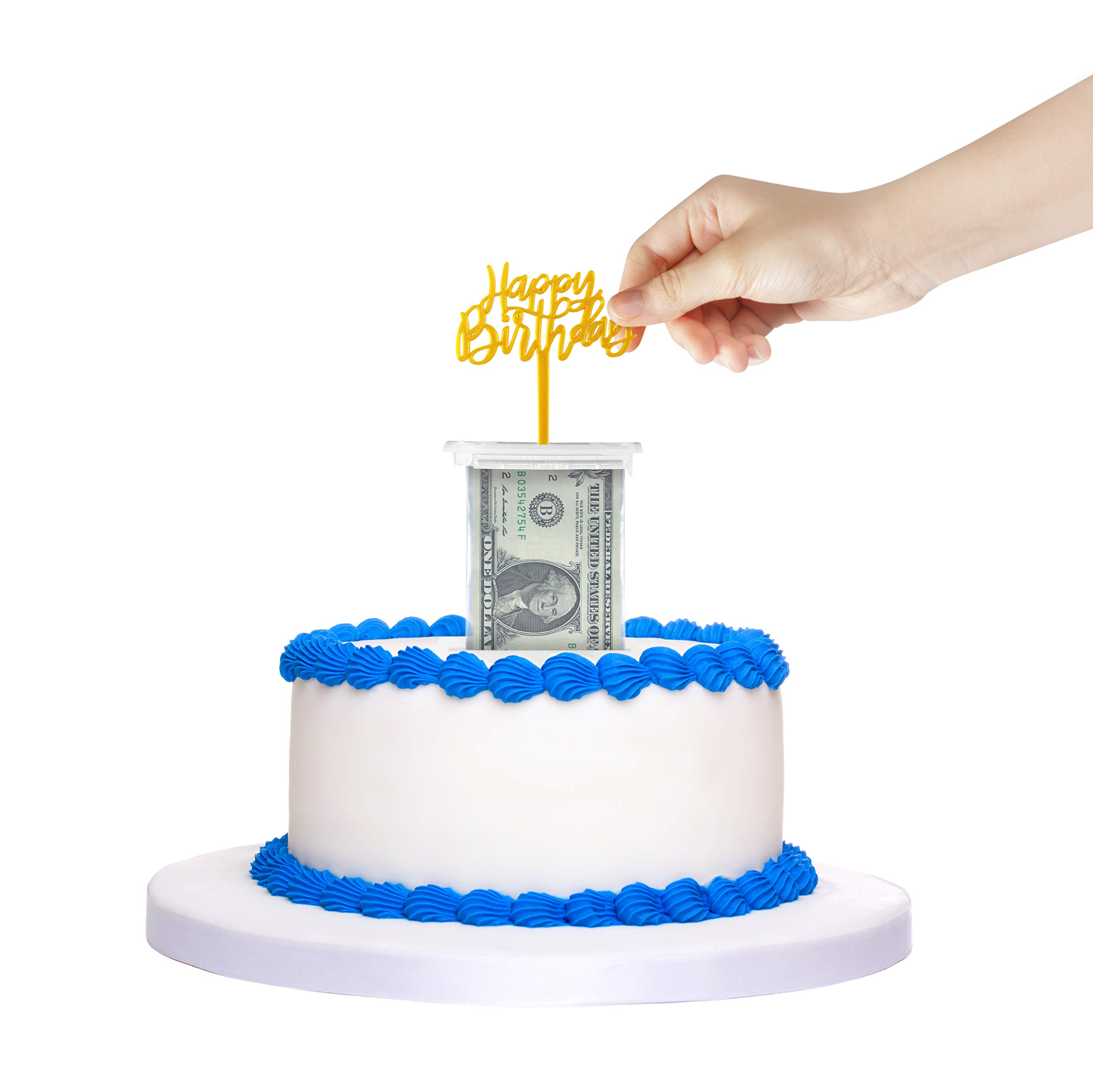 Money Cake Pull Out Kit - Includes 1 Money Box, 2 Plastic Rolls, 40 Transparent Bags & 2 Surprise Cake Toppers for Birthday & Graduation Parties - Perfect for Cash Gifts at Celebrations, Baby Showers, and Special Events