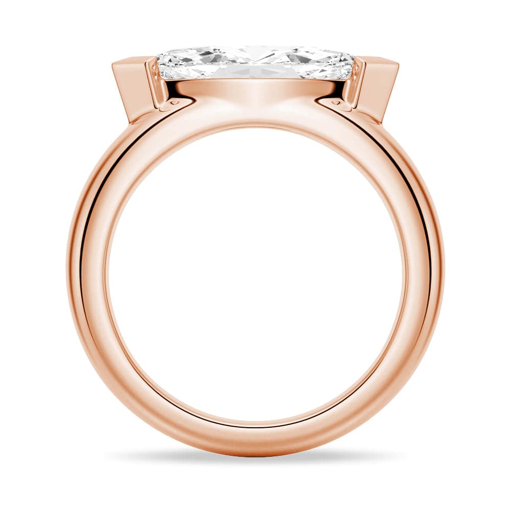 1 CT Marquise Cut Moissanite Half Bezel Stackable Wedding Ring - Elegant Bridal Jewelry for Engagement, Anniversary & Everyday Wear