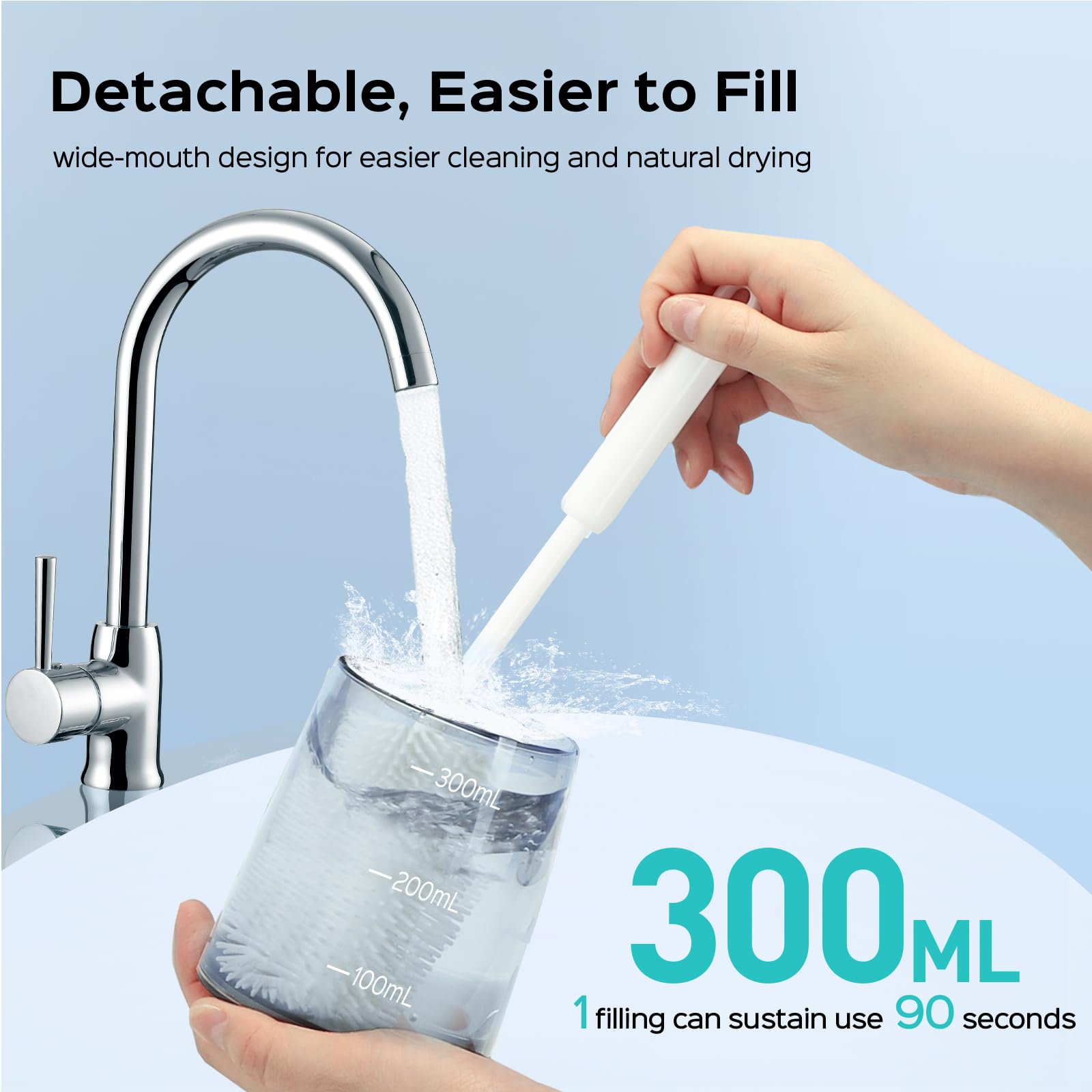 COSLUS Cordless Water Dental Flosser with 4 Cleaning Modes, 300ML Large Water Tank, IPX7 Waterproof - Portable Teeth Cleaner for Home & Travel (Black C30 Model FC5360) | Perfect for Braces Care, Gum Health and Fresh Breath Maintenance