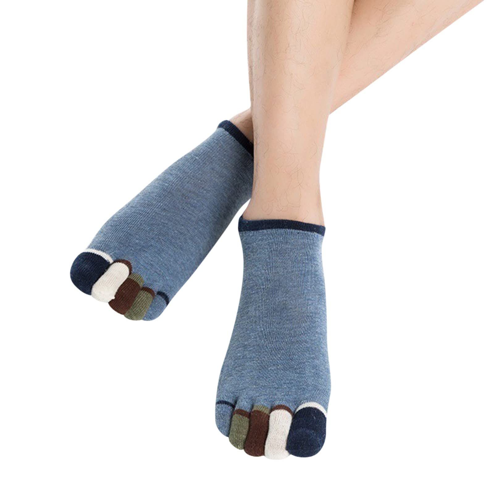 **Breathable Non-Slip 5-Toe Yoga Socks for Men - Soft Athletic Work & Sports Socks with Massage Design - Tall White Socks for Running, Gym, and Home Workouts**