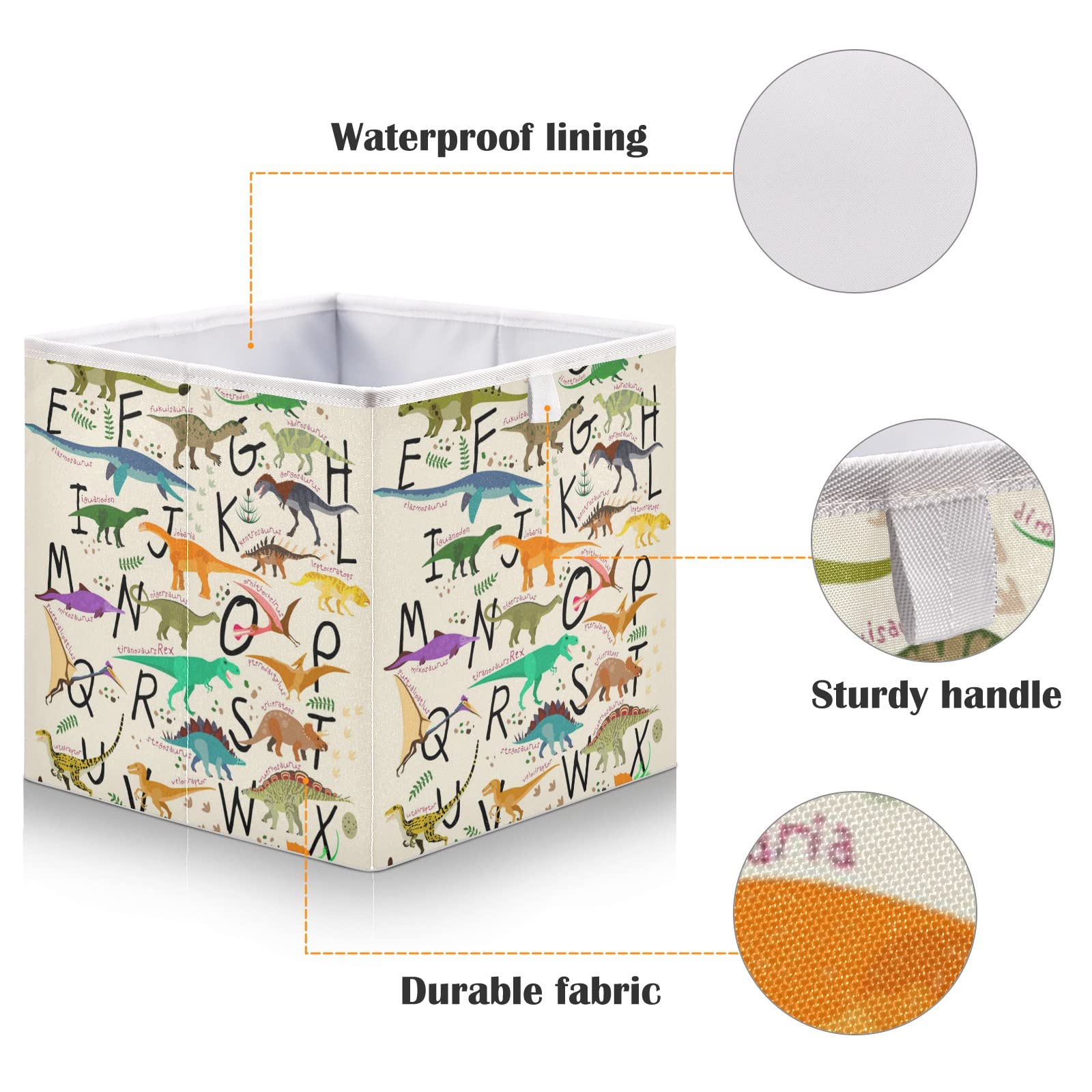 Dinosaurs Storage Baskets - Foldable Collapsible Storage Box with Waterproof Fabric for Shelves, Closet, Pantry | Organize Clothes, Toys, Books | Perfect for Home & Office (16 x 11 Inches)