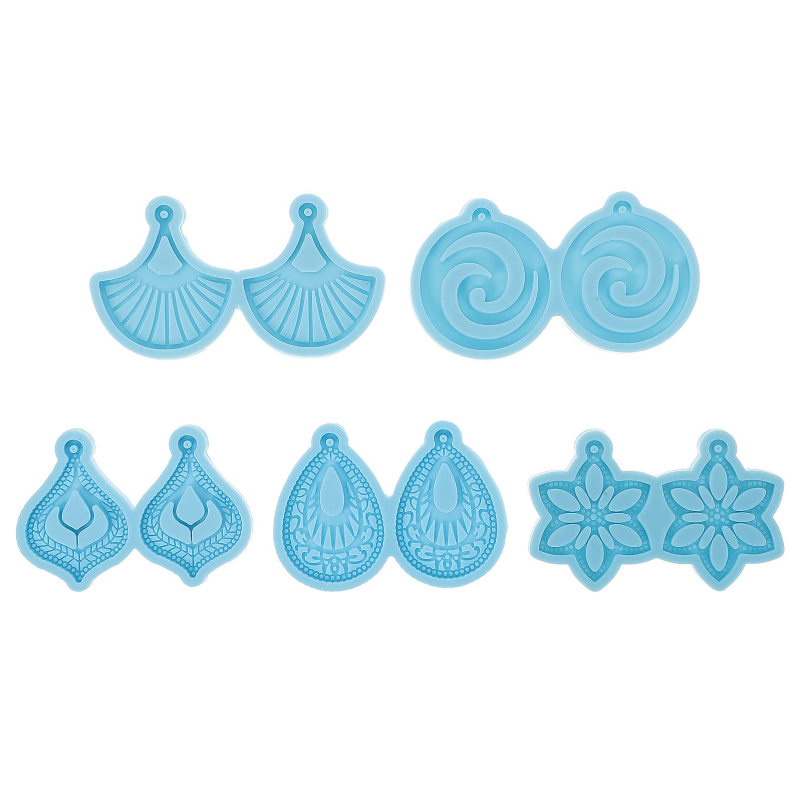 SEWACC 5-Piece Silicone Jewelry Molds Kit - Resin Pendant & Stud Earring Casting Molds for DIY Handmade Jewelry Making - Perfect for Crafters, Artists, and Jewelry Designers (Home Studio & Gift Making)