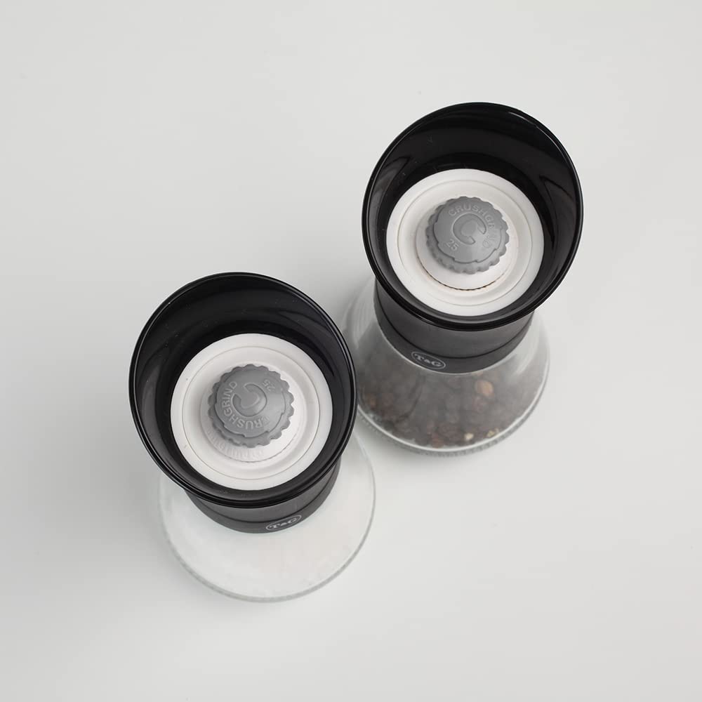 Premium CrushGrind Tip Top Salt Mill - 12.5cm Adjustable Ceramic Grinder with Glass Base (Black) | Coarse to Fine Seasoning Shaker | Perfect for Kitchen, Dining Table & Gourmet Cooking