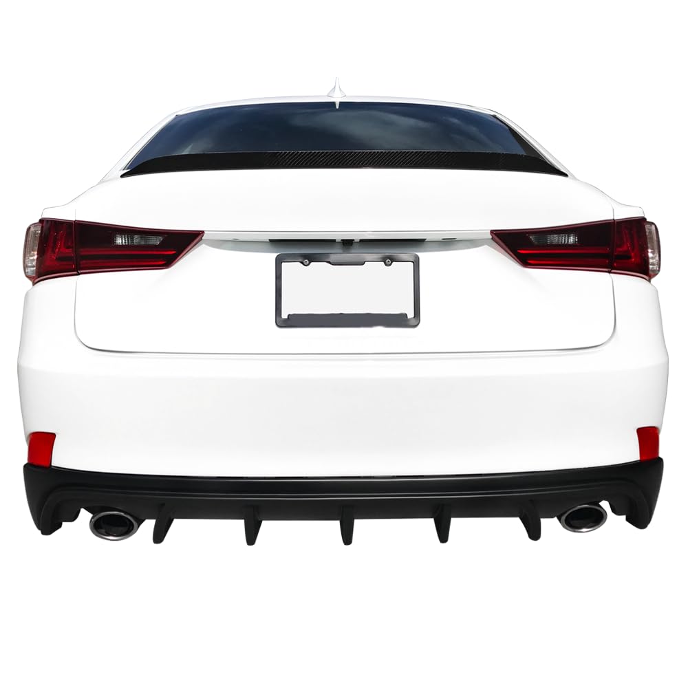 IKON MOTORSPORTS Rear Bumper Diffuser for 2014-2016 Lexus IS250 IS350 IS200T - PP Unpainted Black Lower Lip Spoiler | Enhances Aerodynamics & Sporty Look for Street Racing & Car Shows