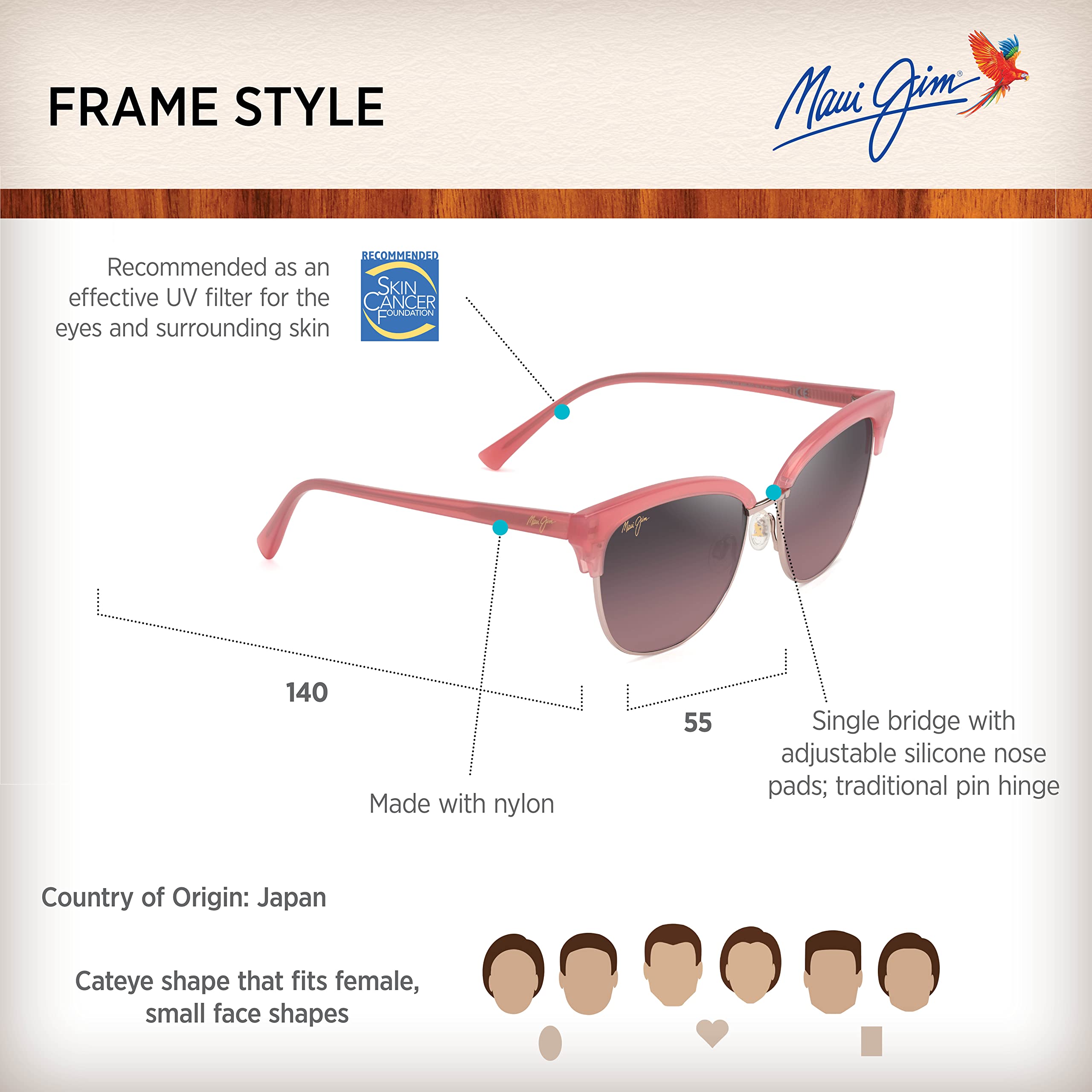Maui Jim Lokelani Polarized Cat Eye Sunglasses for Women – UV Protection, Stylish & Lightweight – Perfect for Driving, Beach & Outdoor Activities