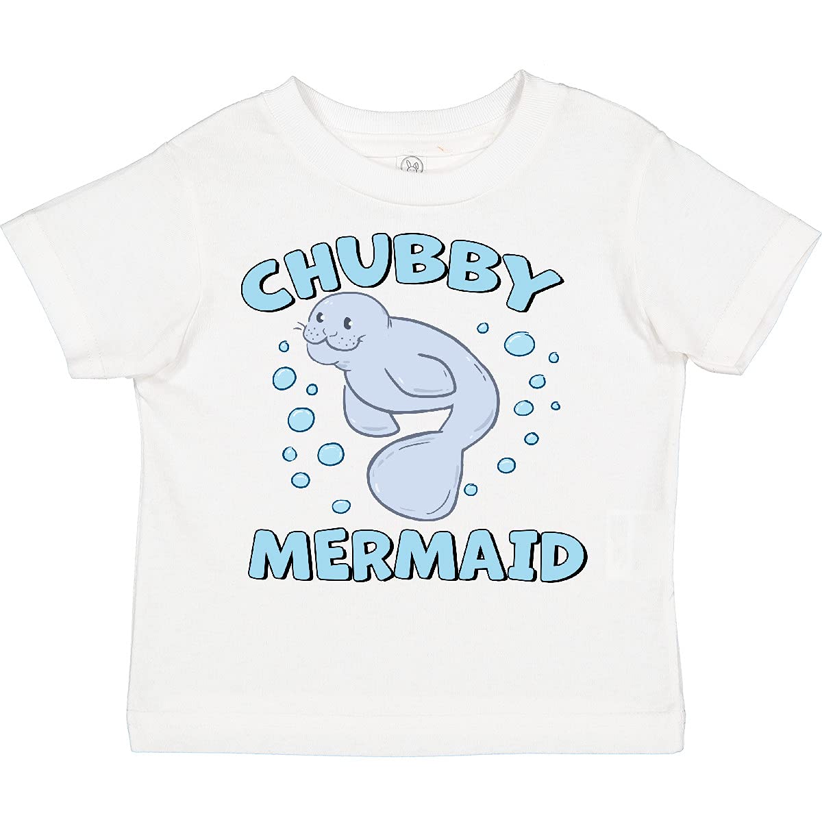 Inktastic Chubby Mermaid with Cute Manatee and Bubbles Toddler T-Shirt - Adorable Kids Graphic Tee for Beach Vacations, Pool Parties & Summer Outfits