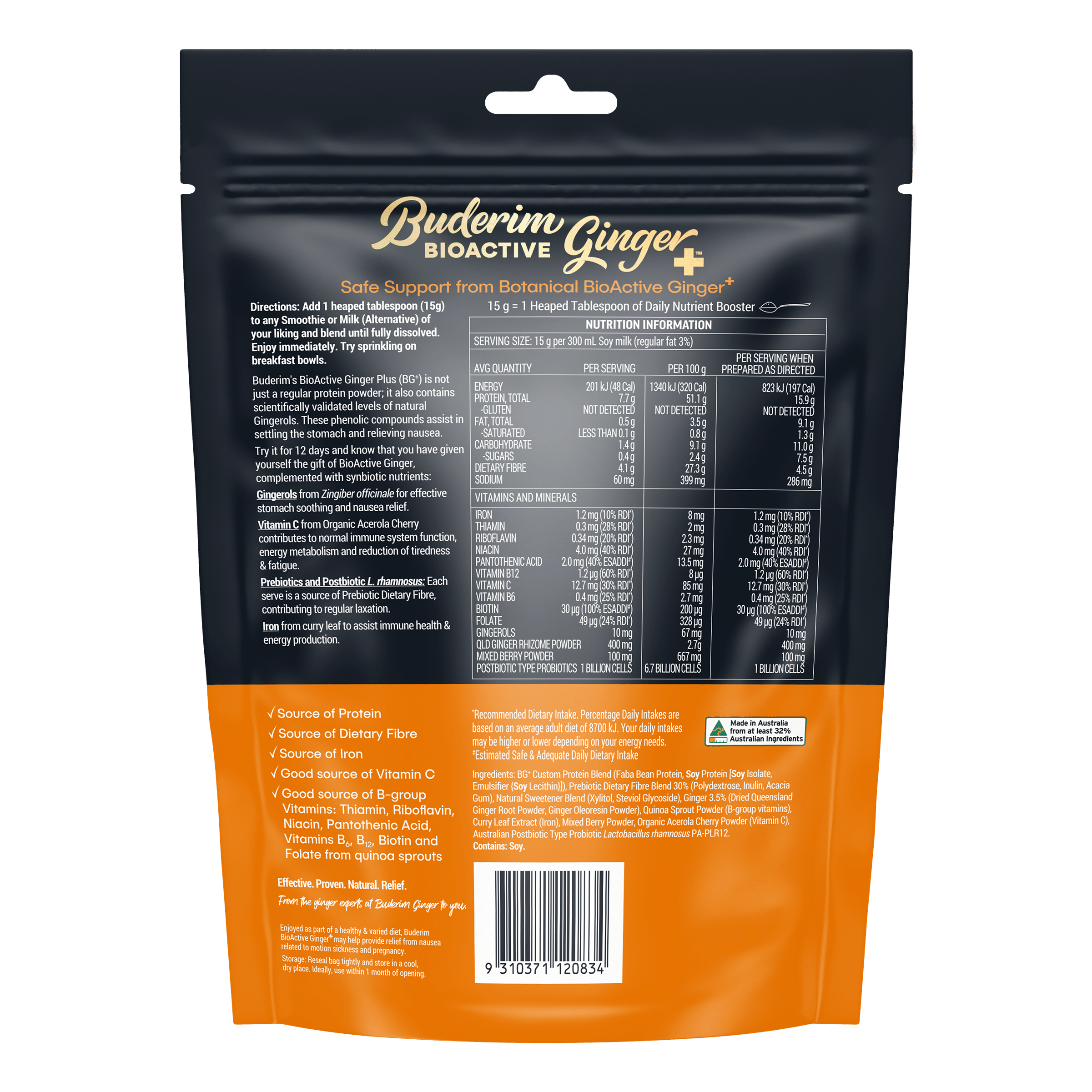 BUDERIM GINGER Bioactive + Daily Nutrient Booster - Organic Ginger Supplement for Immune Support & Energy Boost - Perfect for Smoothies, Tea & Wellness Routines
