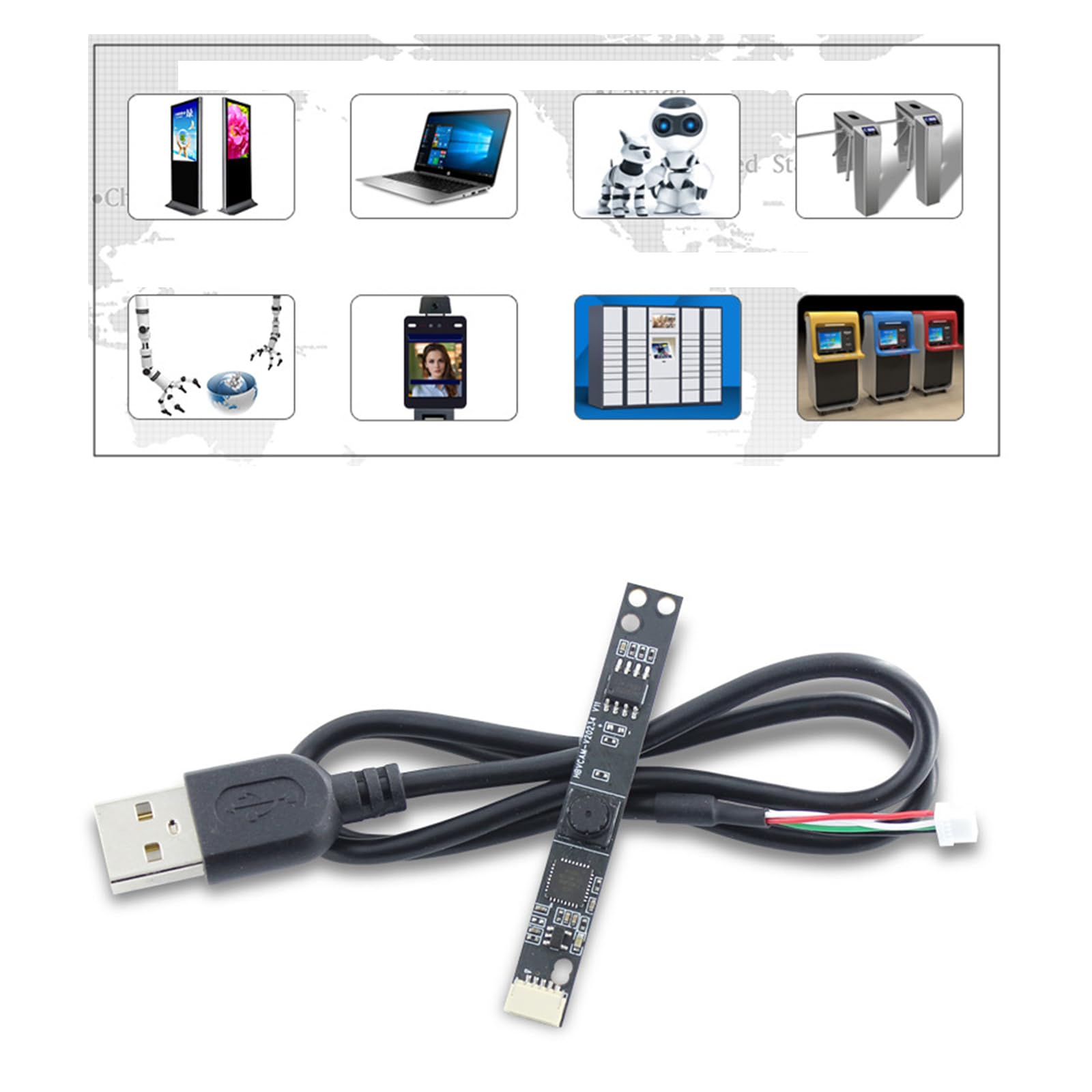 REITINGE USB Camera Module 66° Wide Angle 0.3MP OV7675 Webcam Board with Face Recognition & Photosensitive Chip for PC, Laptop, Raspberry Pi, Security & Smart Home Devices