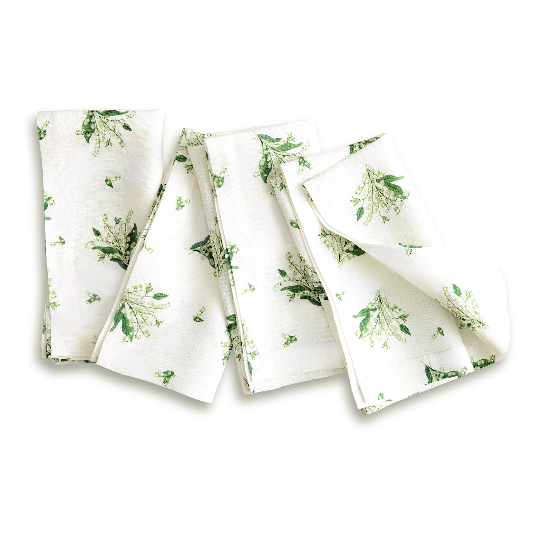 Elegant Lily of the Valley Floral Napkins - Set of 4 Premium Cotton Dinner Napkins for Wedding, Bridal Shower & Fine Dining