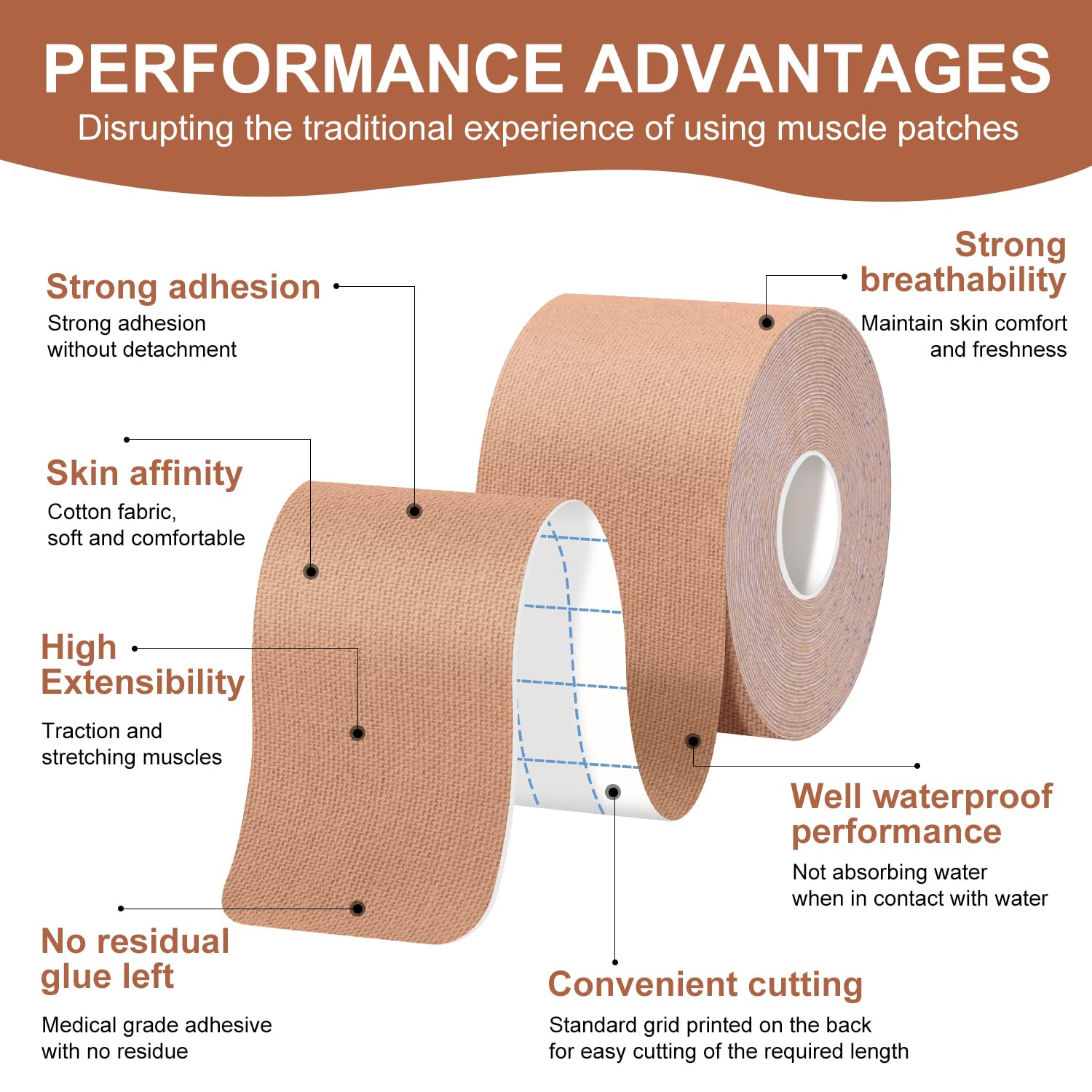 Premium Elastic Kinesiology Tape (2 Rolls) - Hypoallergenic Cotton Waterproof Athletic Tape for Muscle Pain Relief & Joint Support - 2 Inch x 16ft per Roll (Black) - Ideal for Sports Recovery, Physical Therapy & Injury Prevention